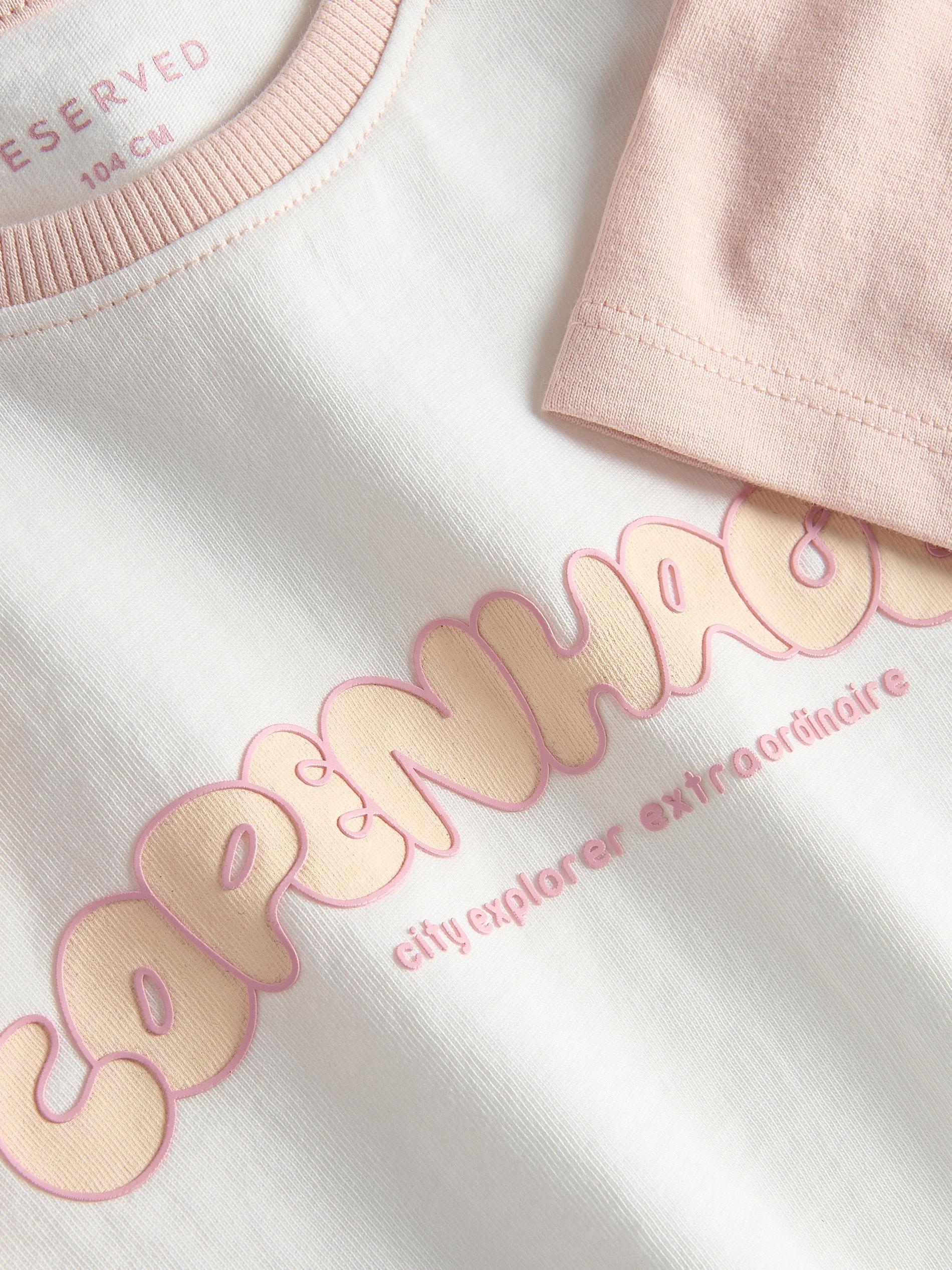 Cream Printed Cotton T-Shirt, Kids Girls, , large image number 6