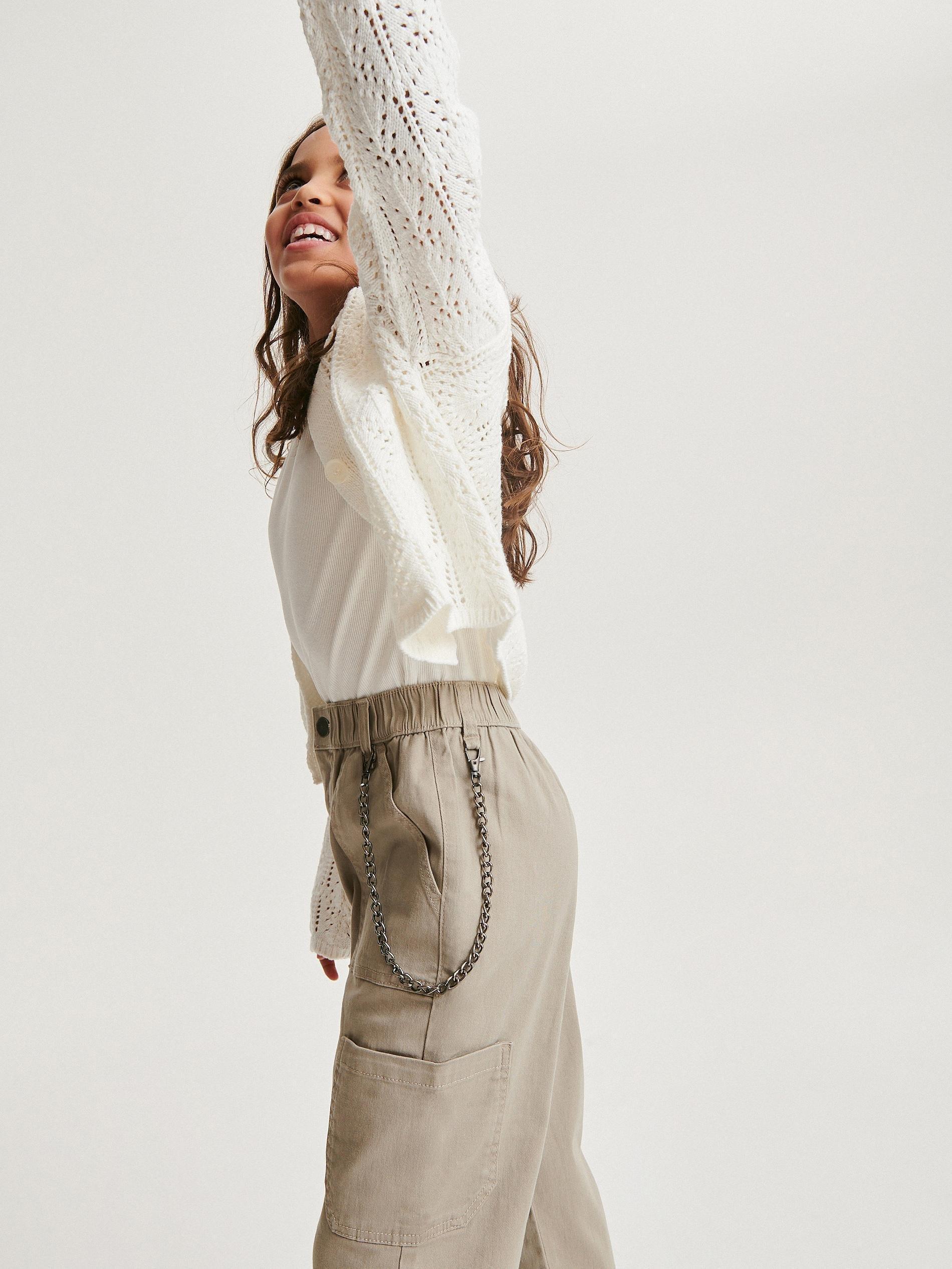 Green Trousers With Chain Detail, Kids Girls, , large image number 5