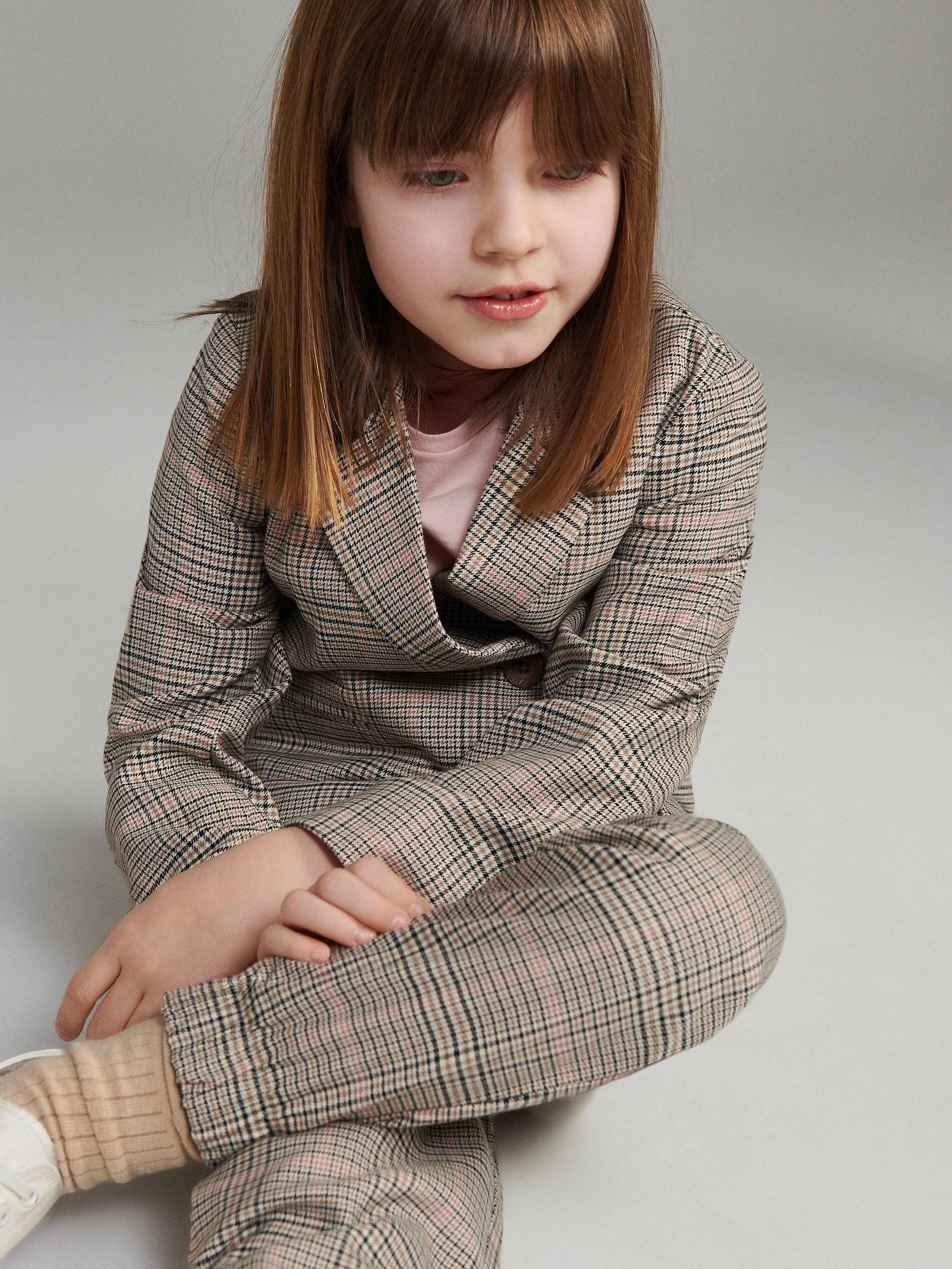 Multicolor Check Paperbag Trousers, Girls, , large image number 1