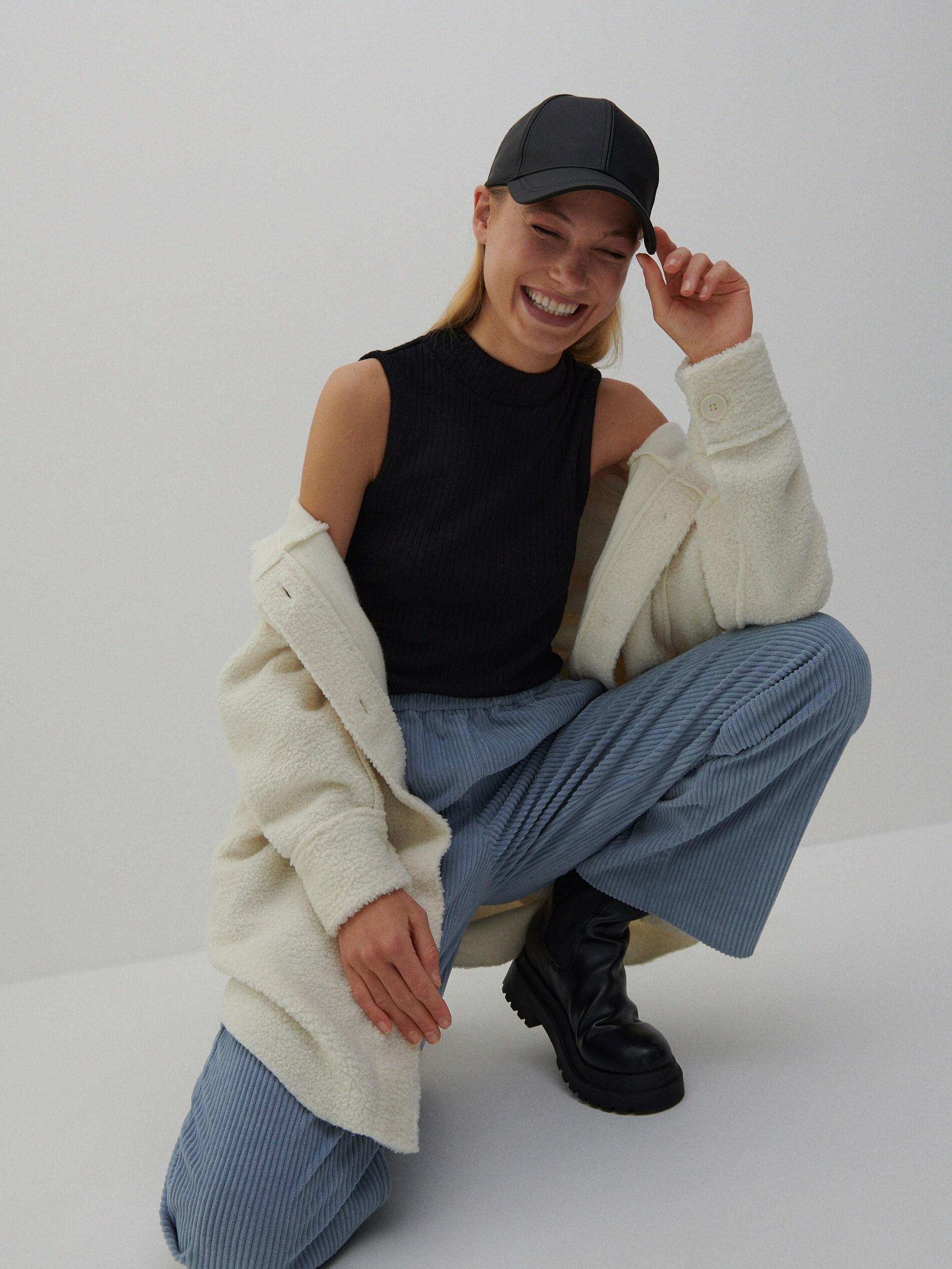 Black Ribbed Knit Top, , large image number 1
