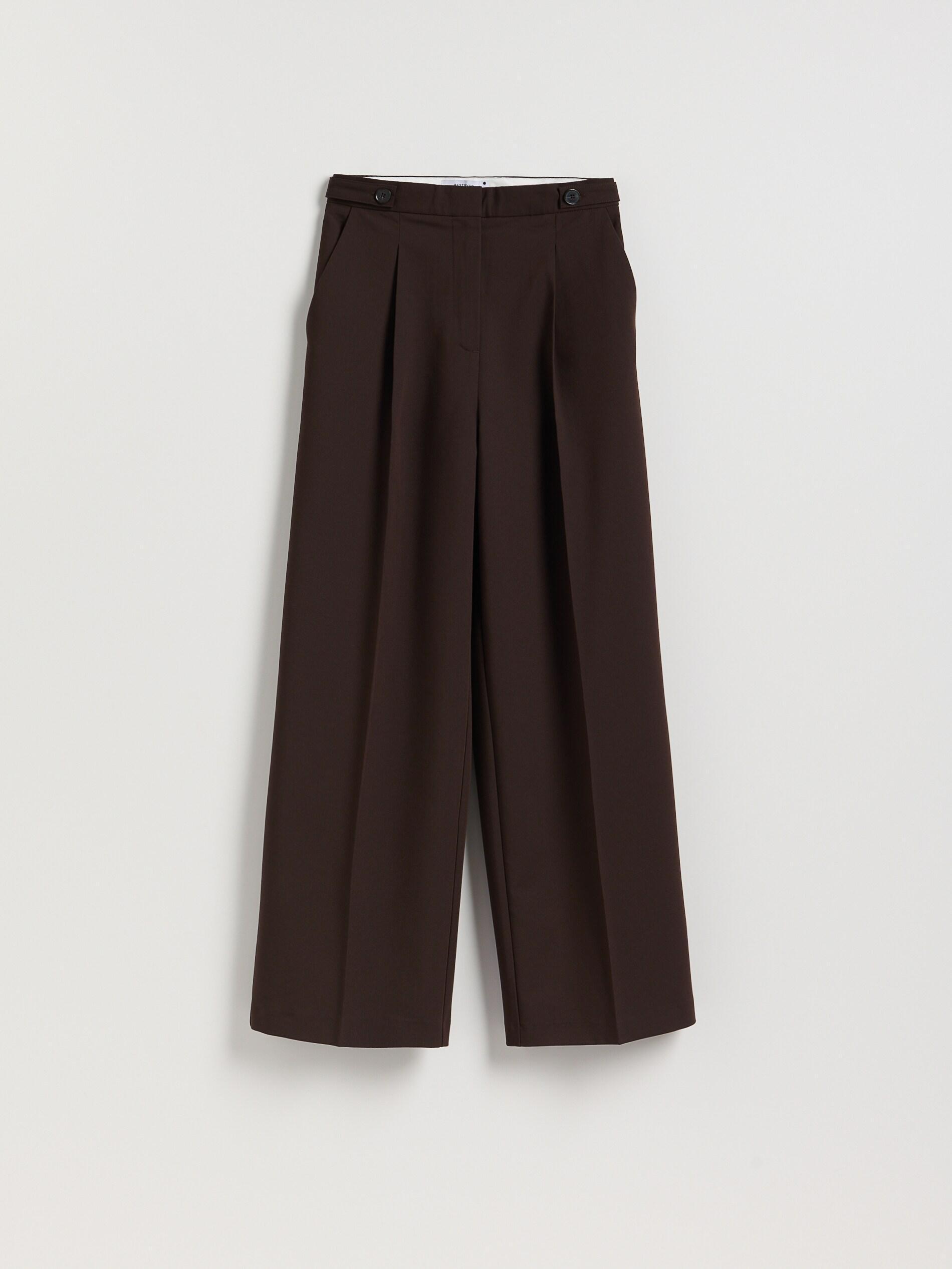 Brown Wide Trousers With Crease, Brown, medium