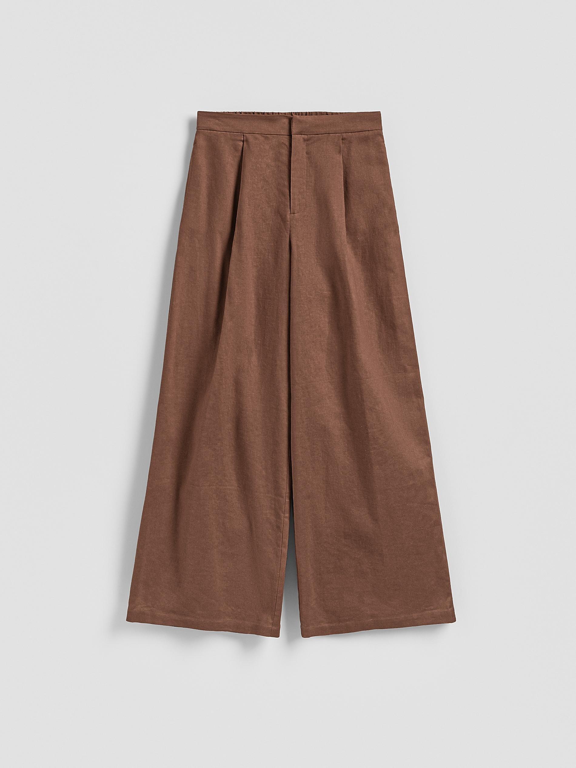 Beige Linen Rich Wide Leg Trousers, Beige, large image number 4