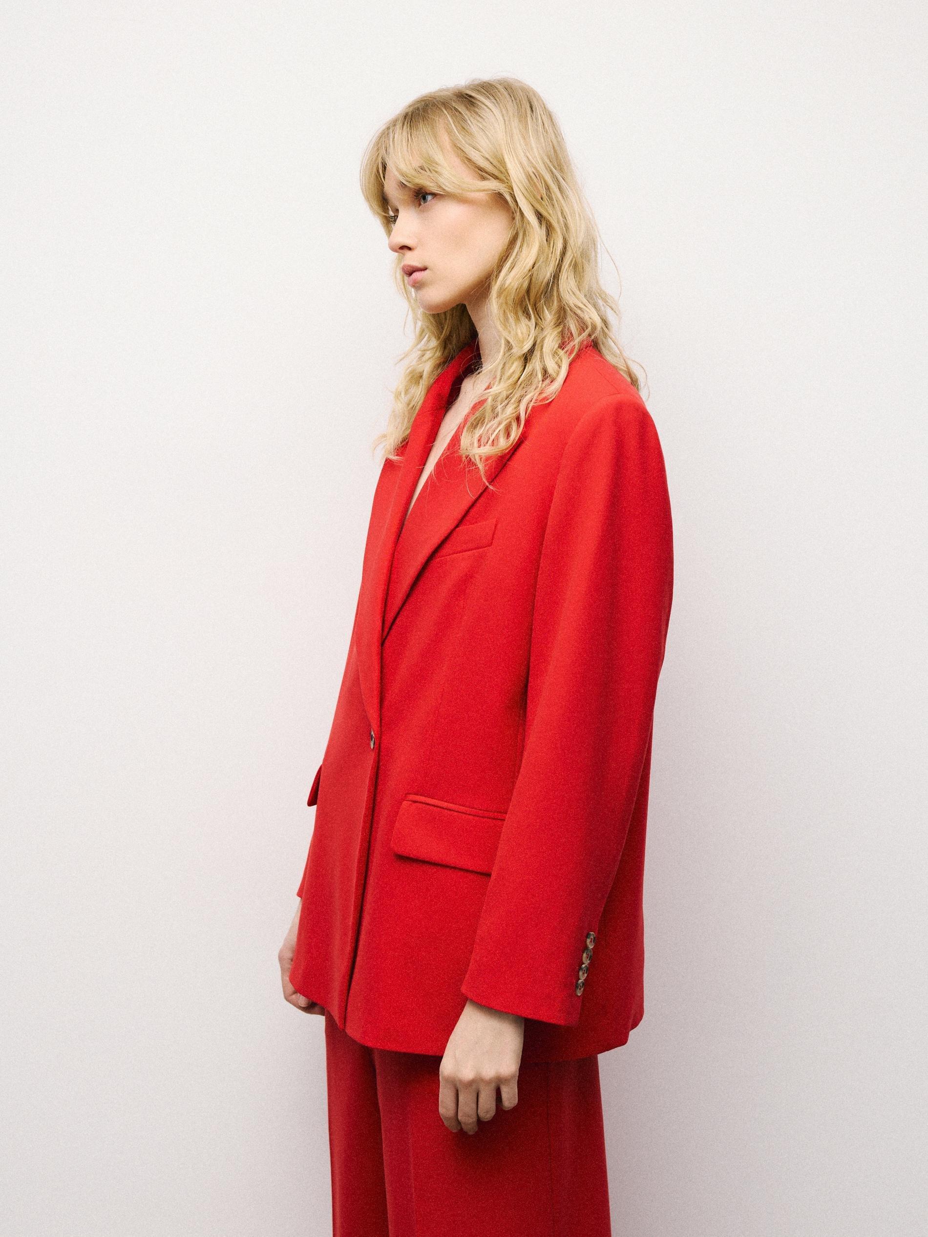 Red Viscose Blend Blazer, Red, large image number 0