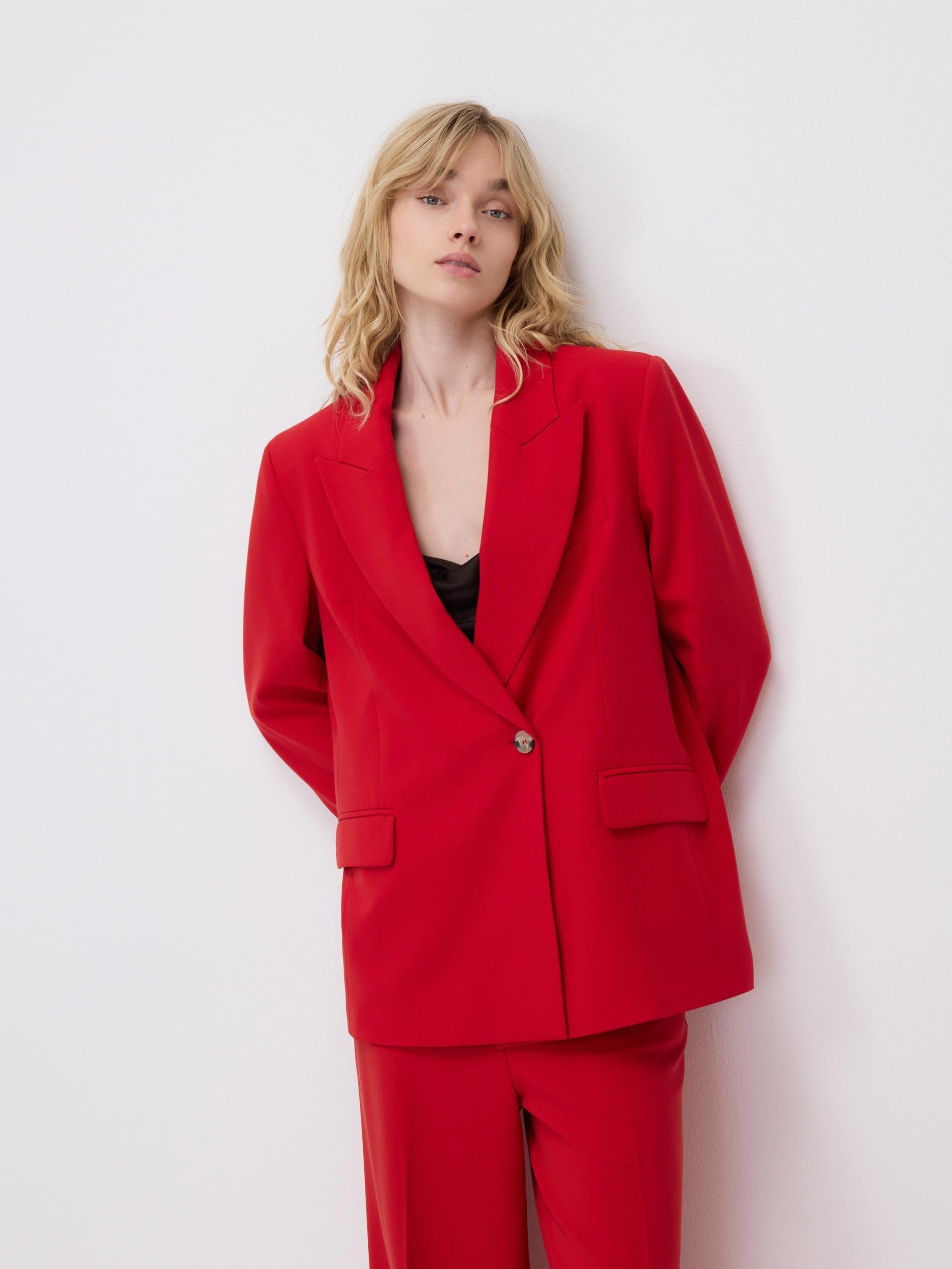 Red Viscose Blend Blazer, Red, large image number 2