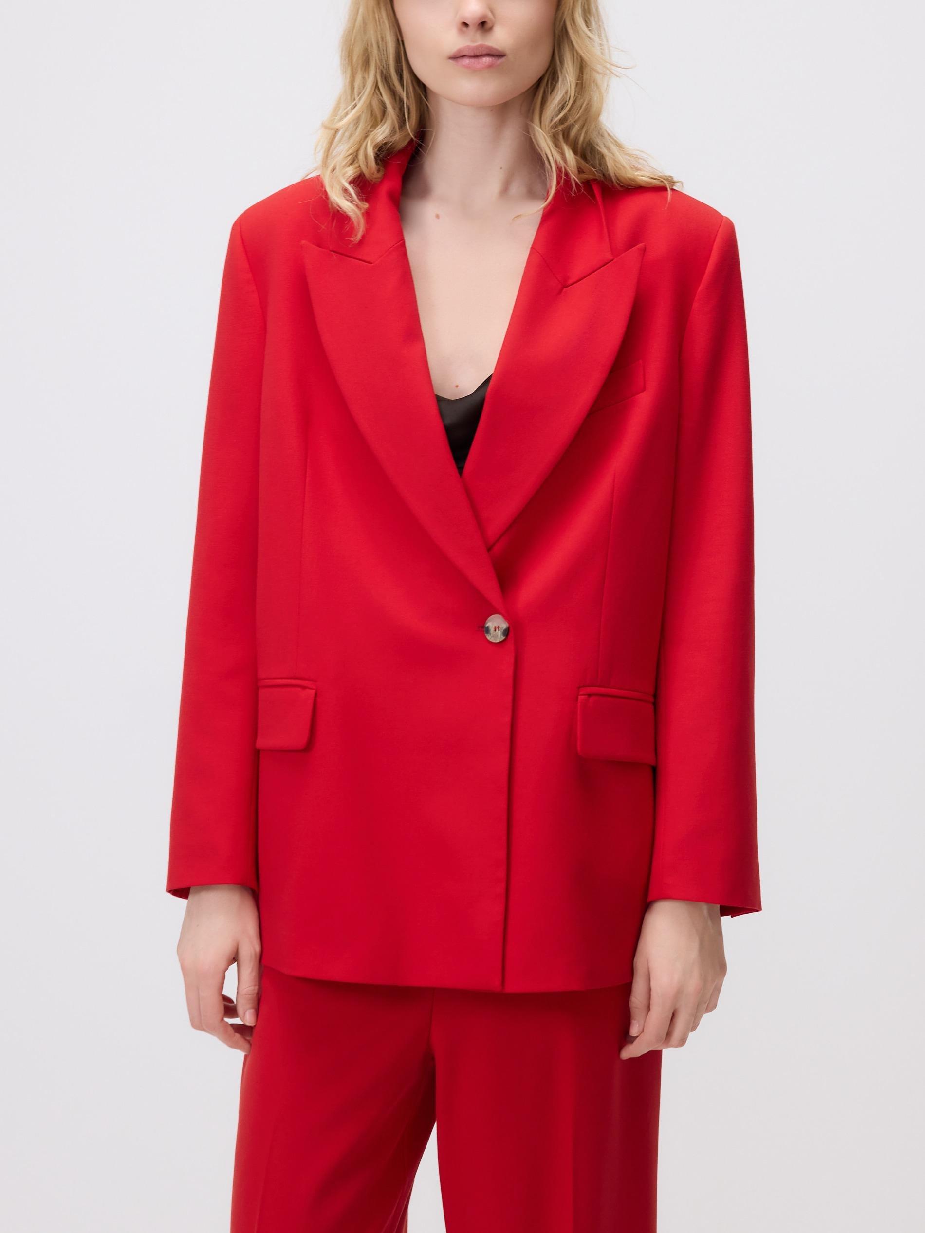 Red Viscose Blend Blazer, Red, large image number 3