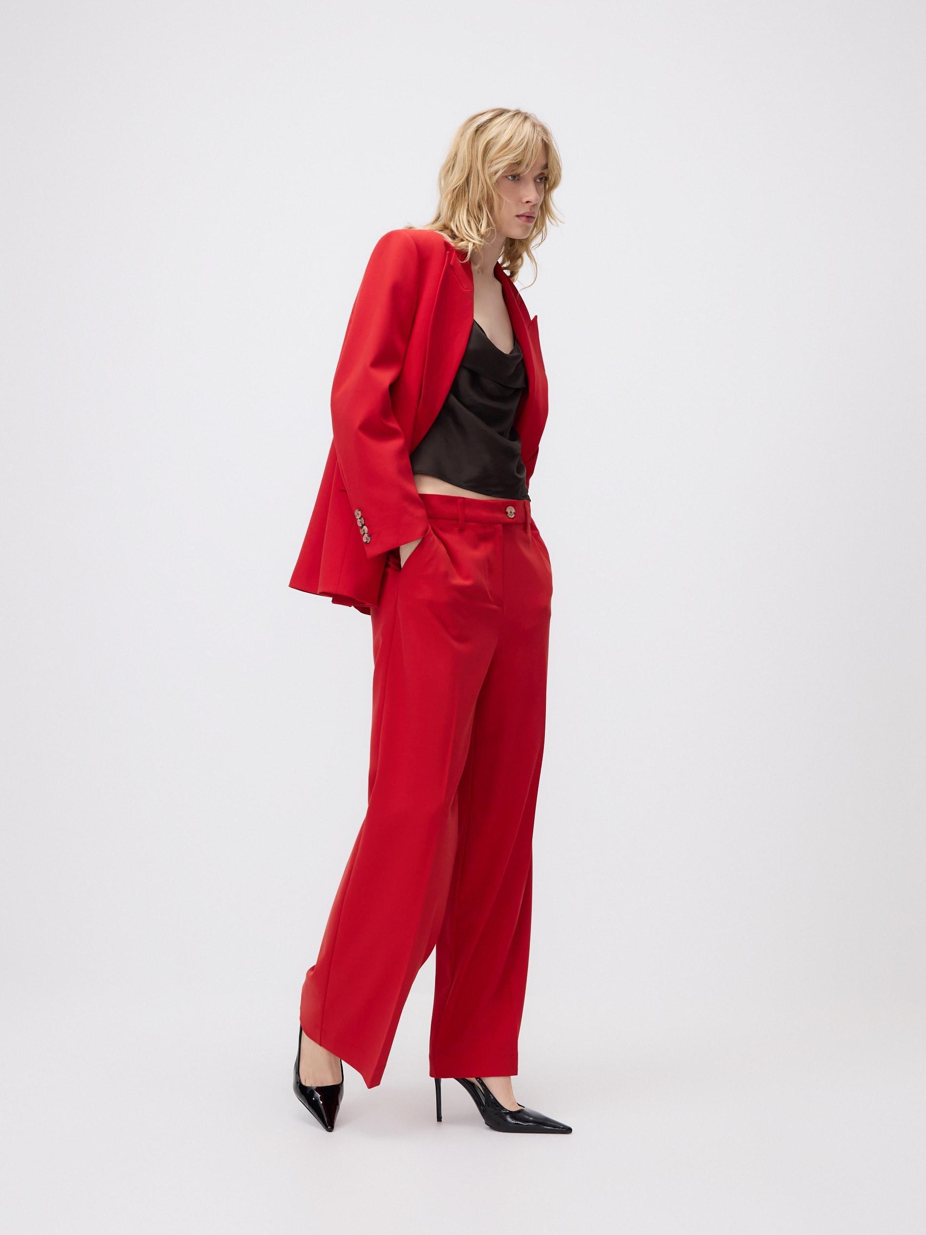 Red Viscose Blend Blazer, Red, large image number 4
