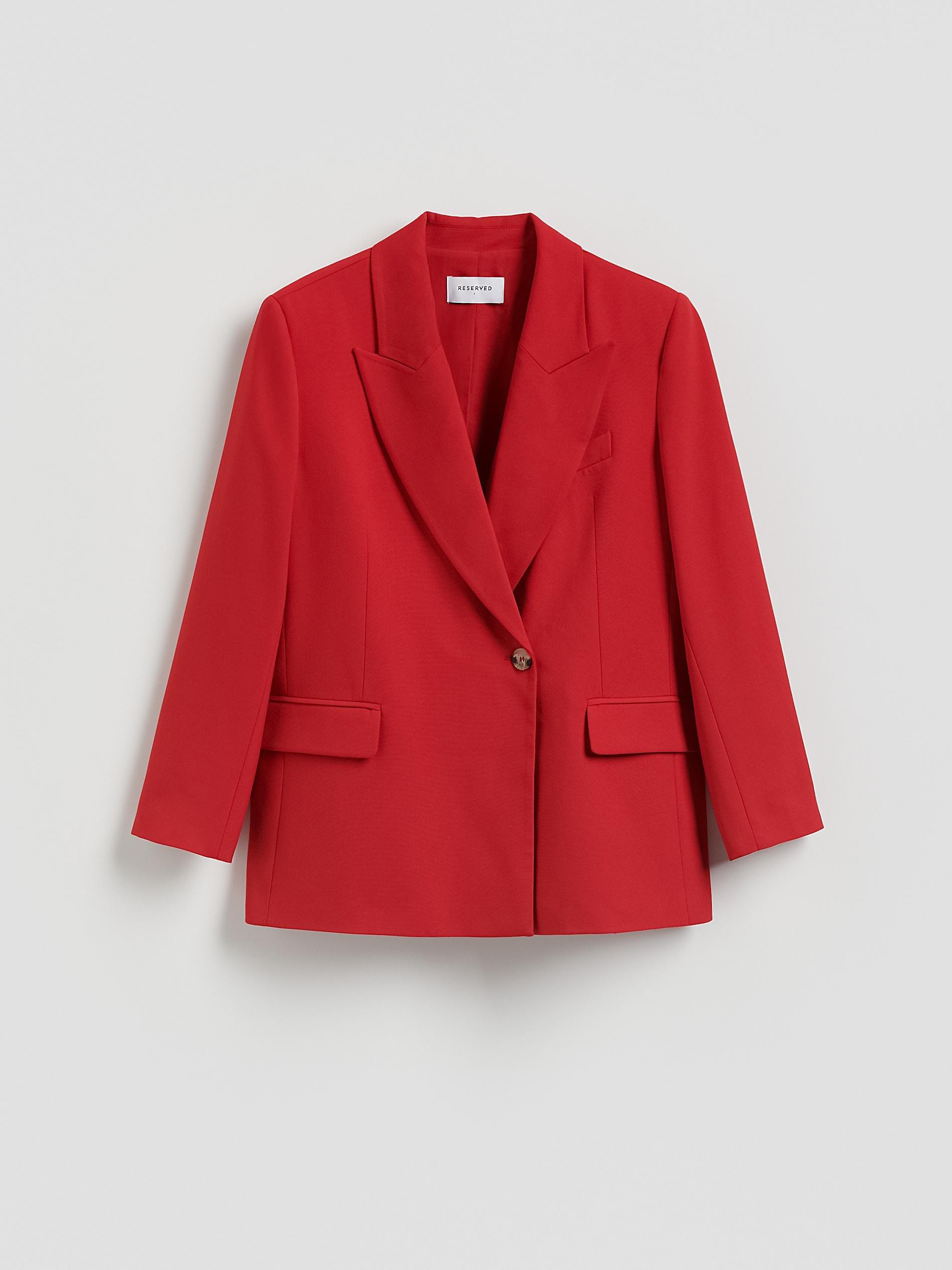 Red Viscose Blend Blazer, Red, large image number 6