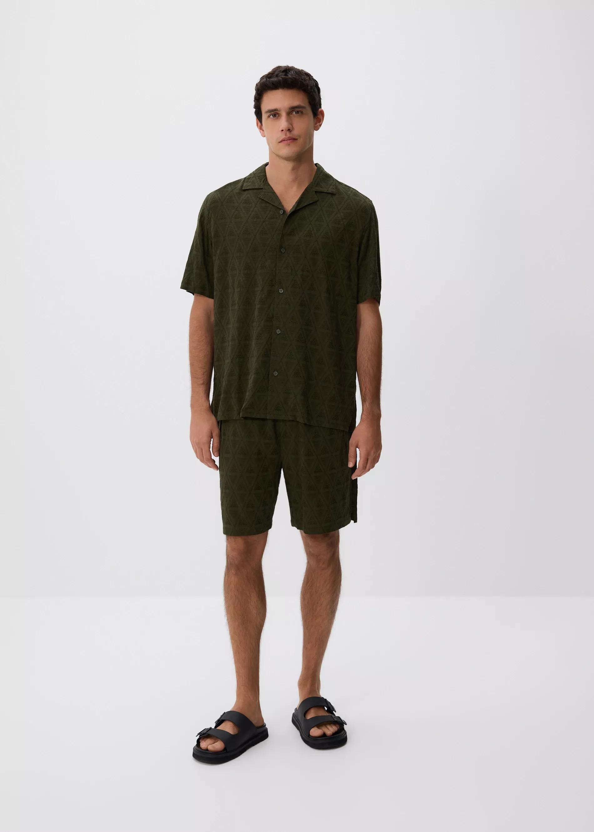 Green Slim Fit Shorts, Khaki, medium