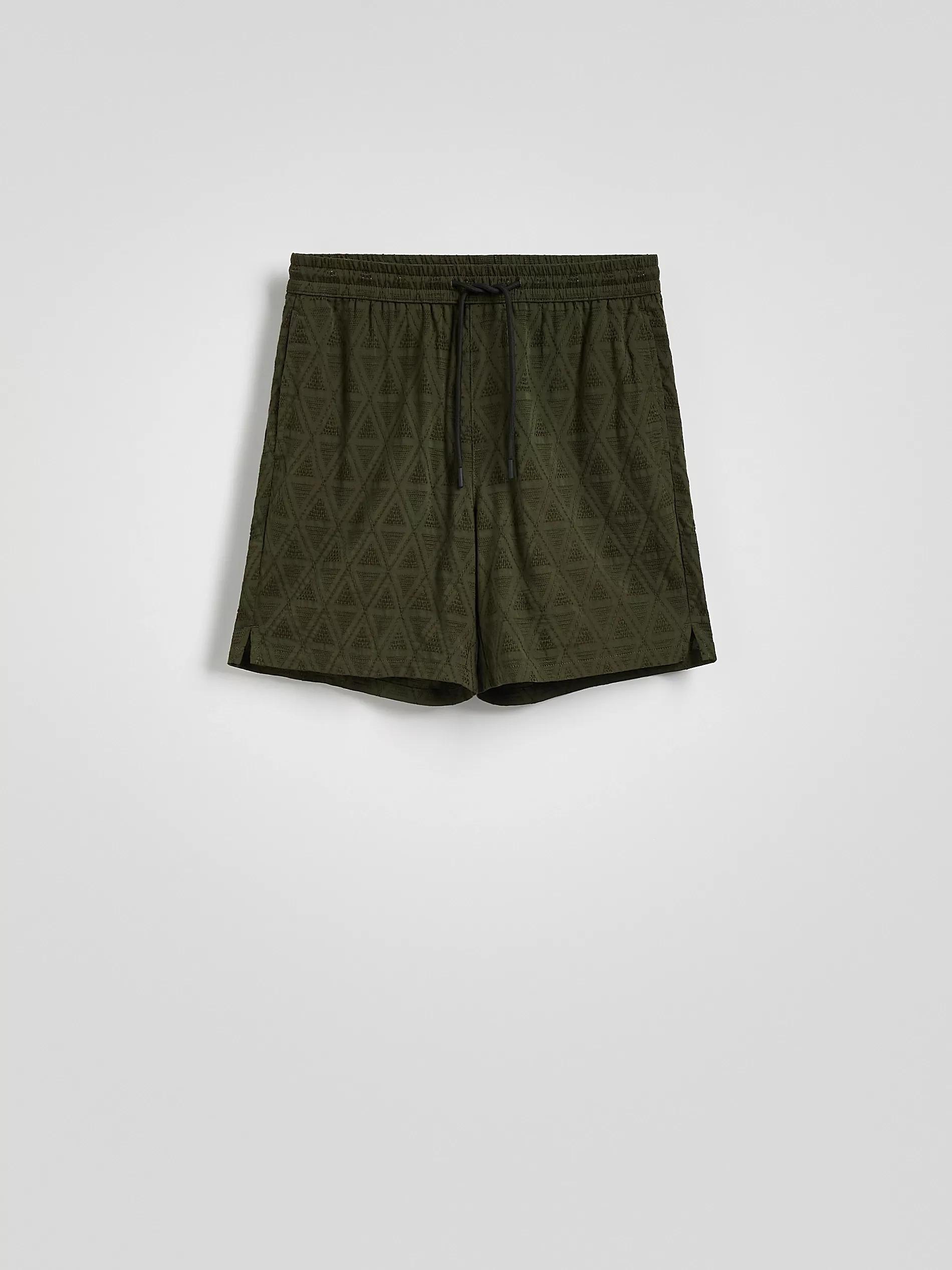 Green Slim Fit Shorts, Khaki, large image number 4
