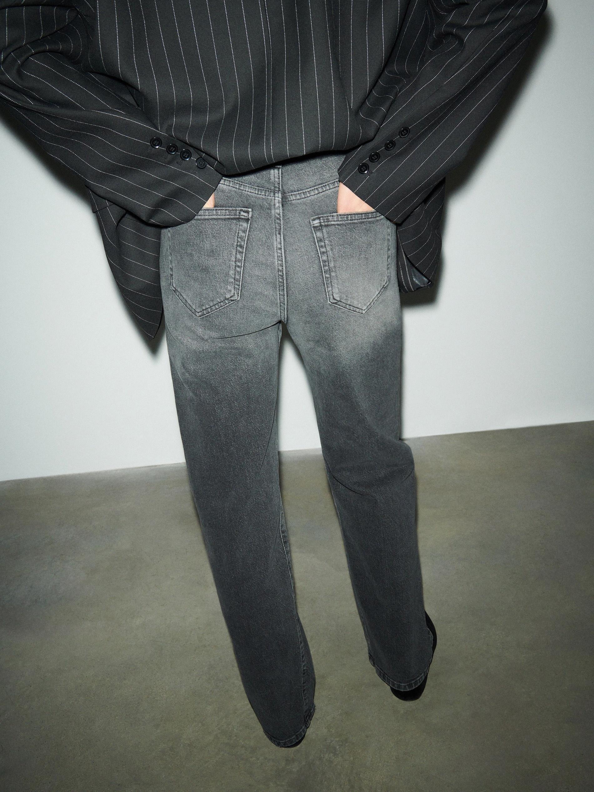 Black Mid Rise Wide Leg Jeans, , large image number 2