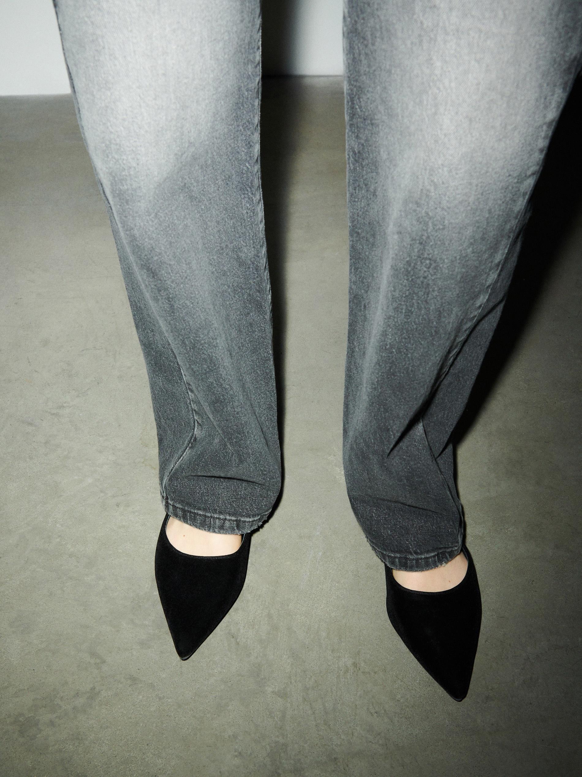 Black Mid Rise Wide Leg Jeans, , large image number 3