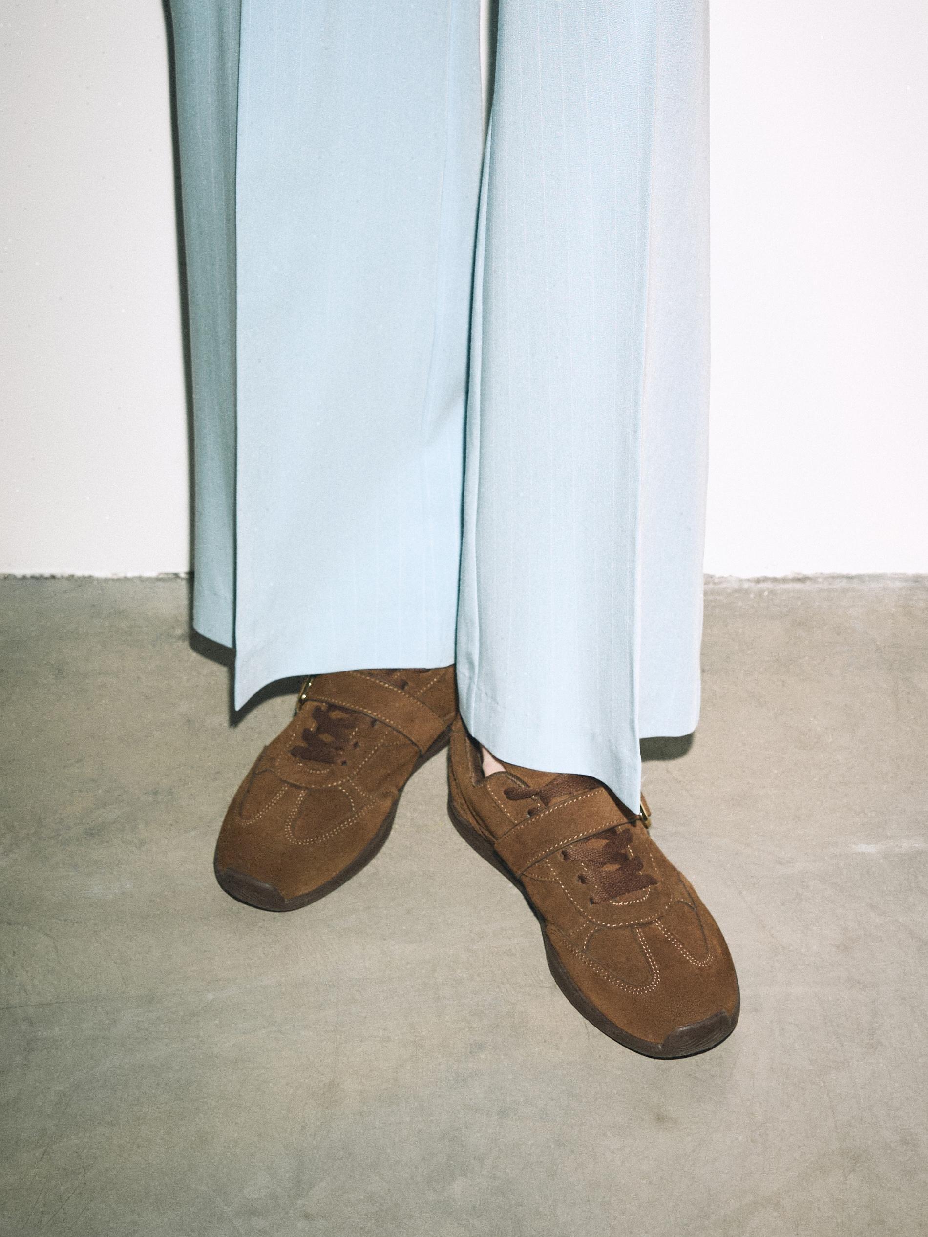 Brown Leather Rich Sneakers, Brown, medium