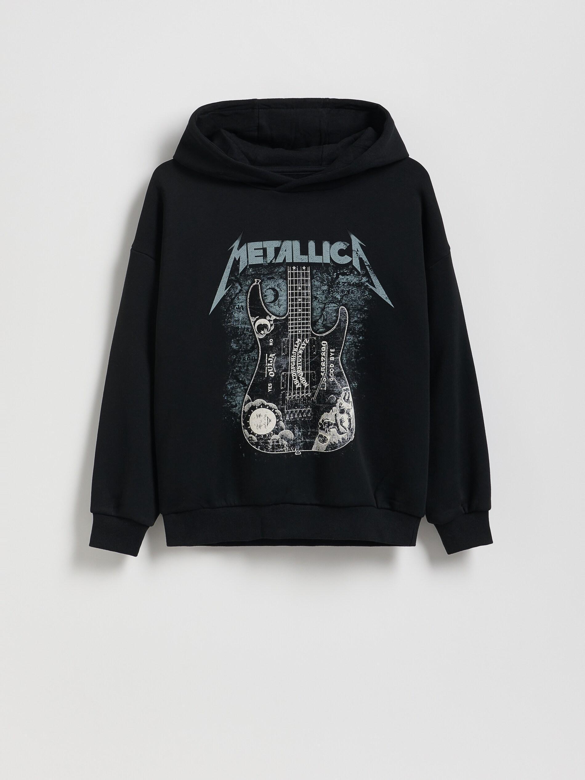 Black Metallica Motif Sweatshirt, Black, large image number 0
