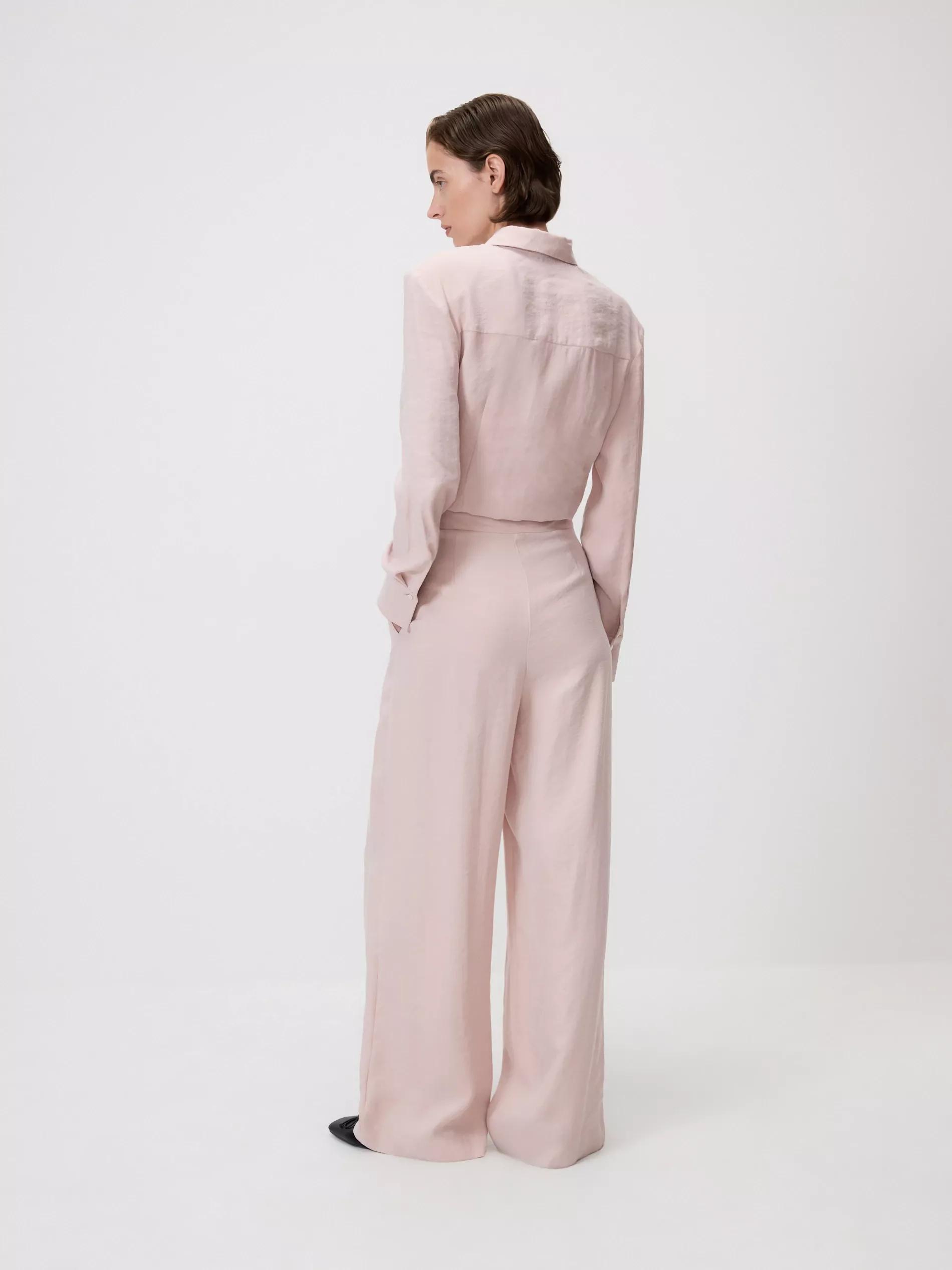 Pink Loose Modal Blend Trousers, Pink, large image number 3