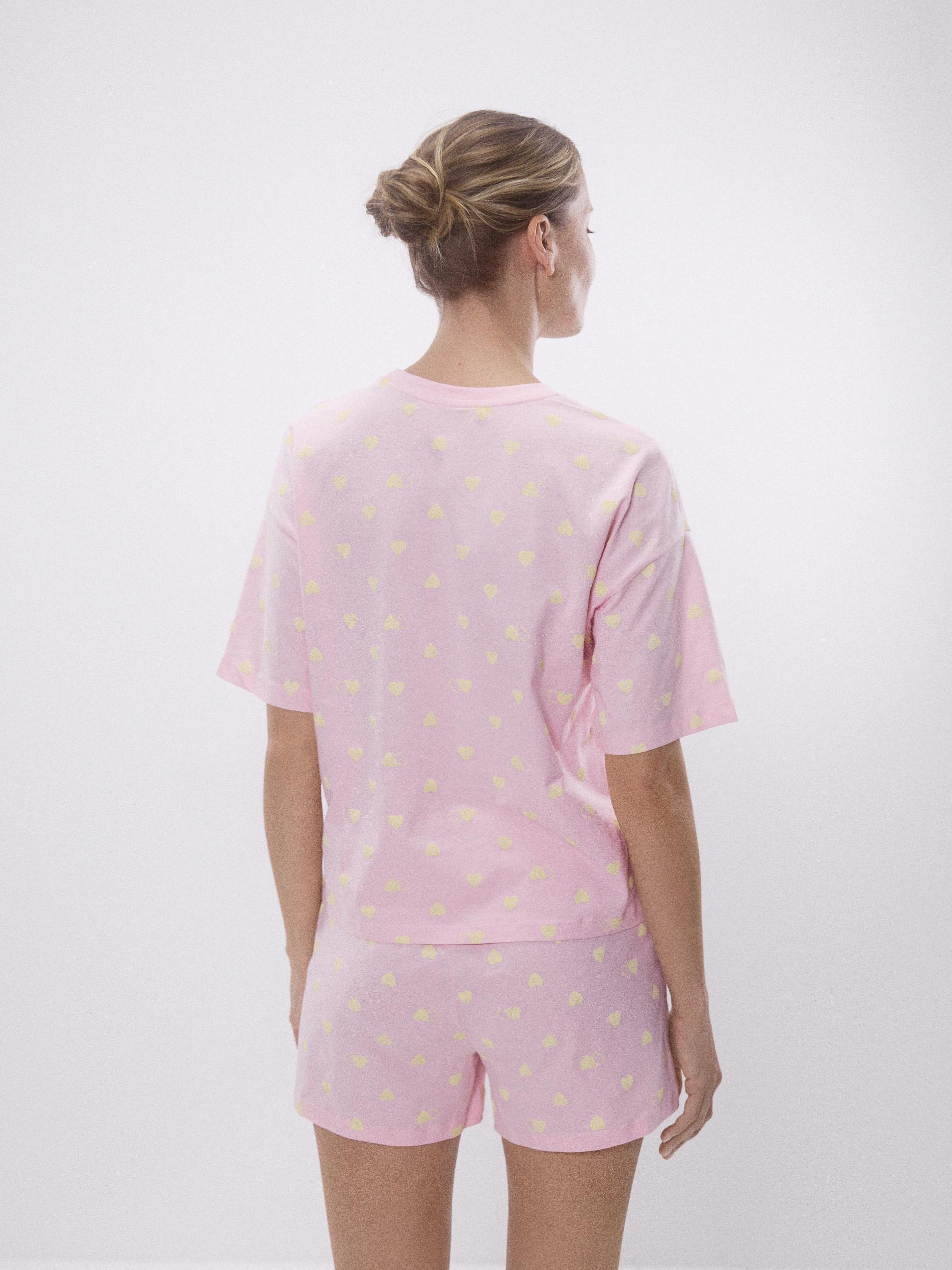 Pink Cotton Pyjama Set With Heart Motif, Pink, large image number 2