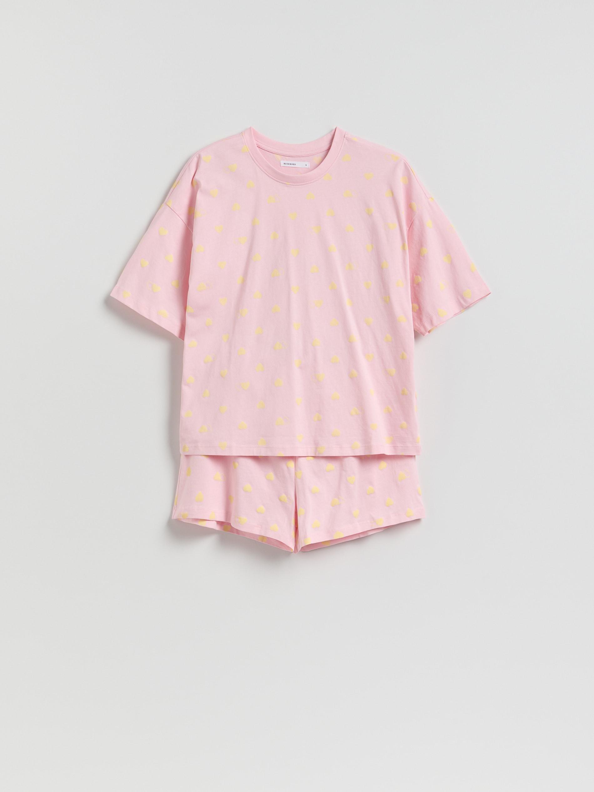 Pink Cotton Pyjama Set With Heart Motif, Pink, large image number 3