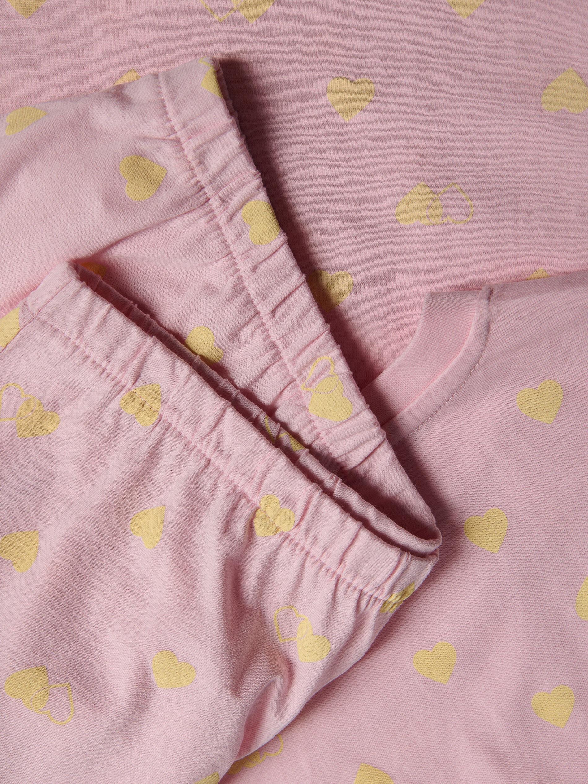 Pink Cotton Pyjama Set With Heart Motif, Pink, large image number 4