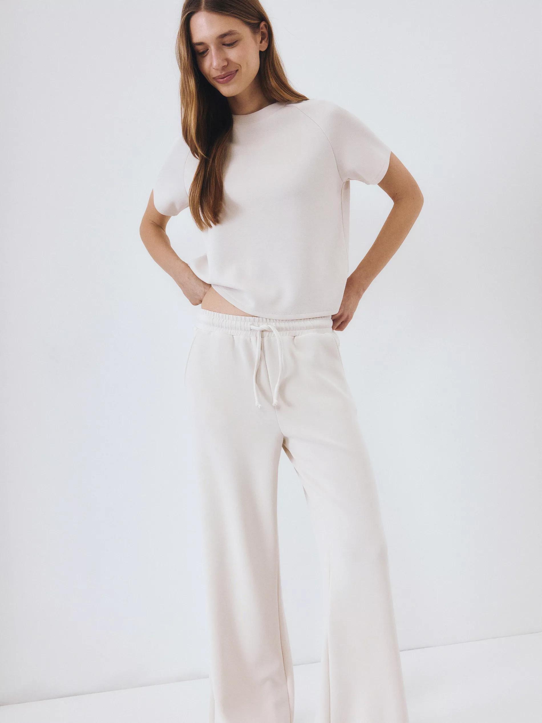 Beige Sweatpants With Added Modal, Beige, medium