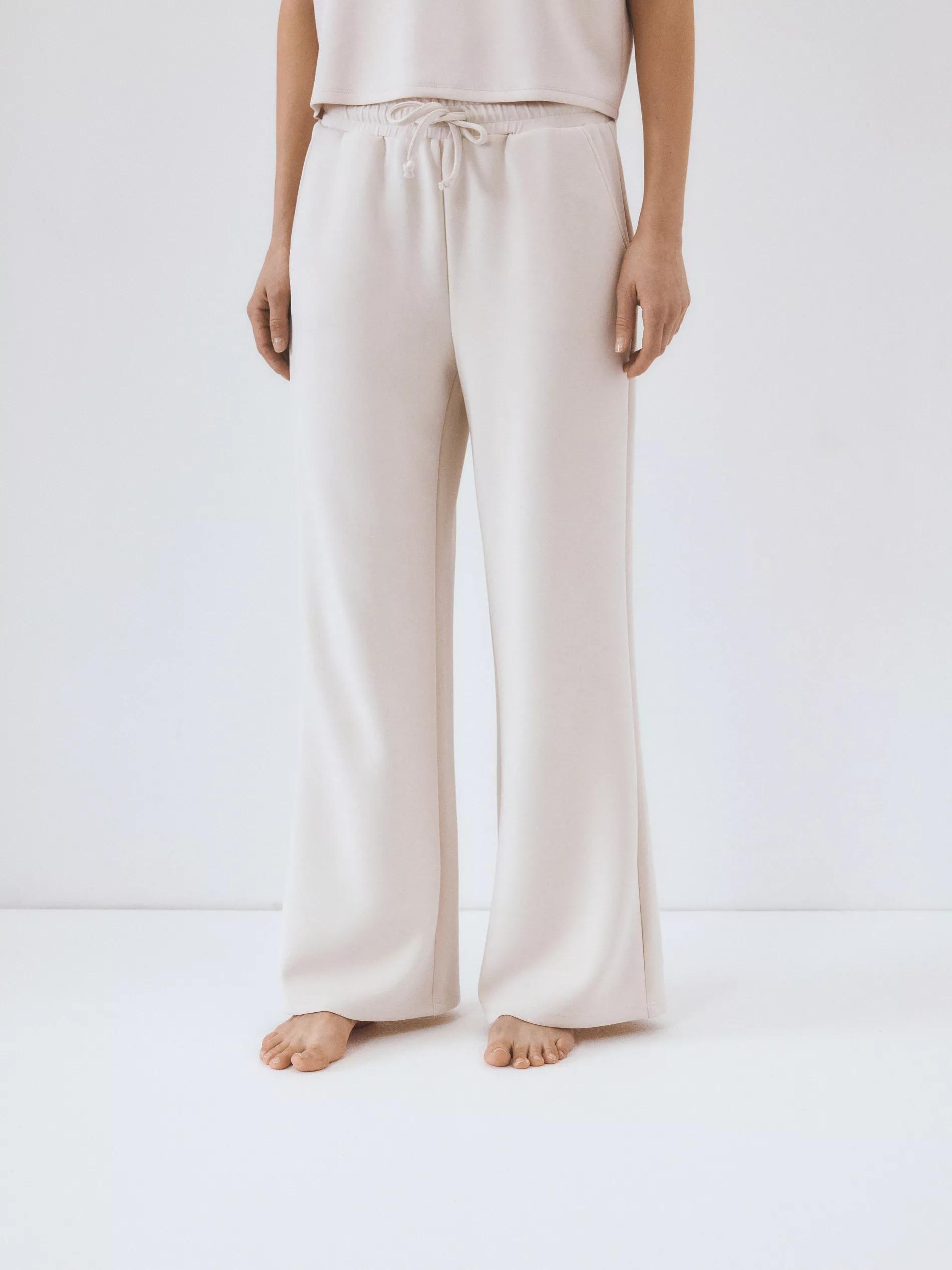 Beige Sweatpants With Added Modal, Beige, medium