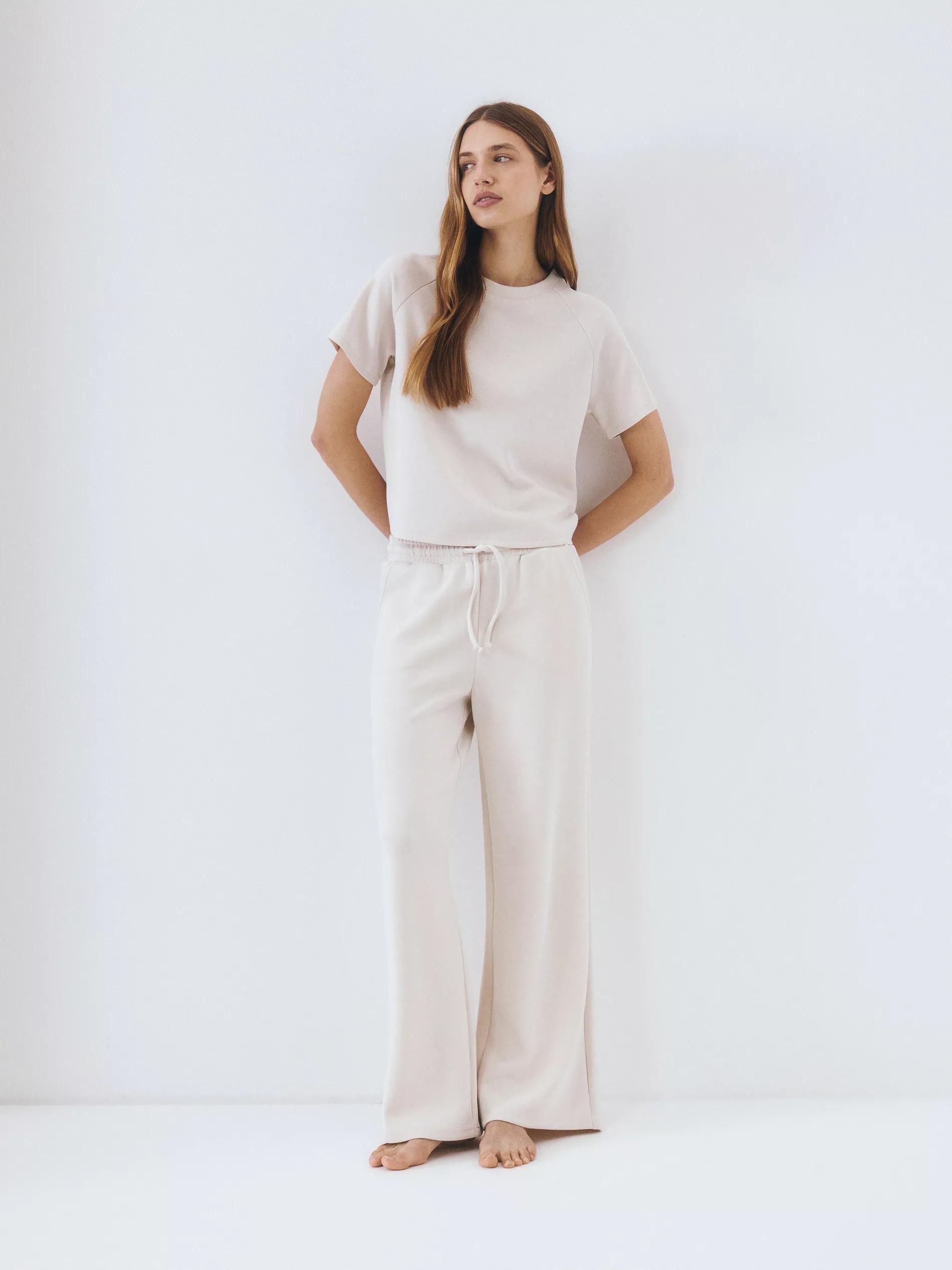 Beige Sweatpants With Added Modal, Beige, medium