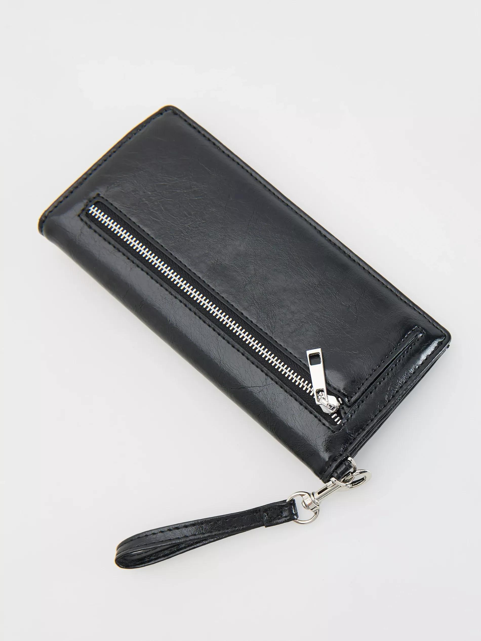 Black Wallet Made Of Imitation Leather, Black, large image number 1