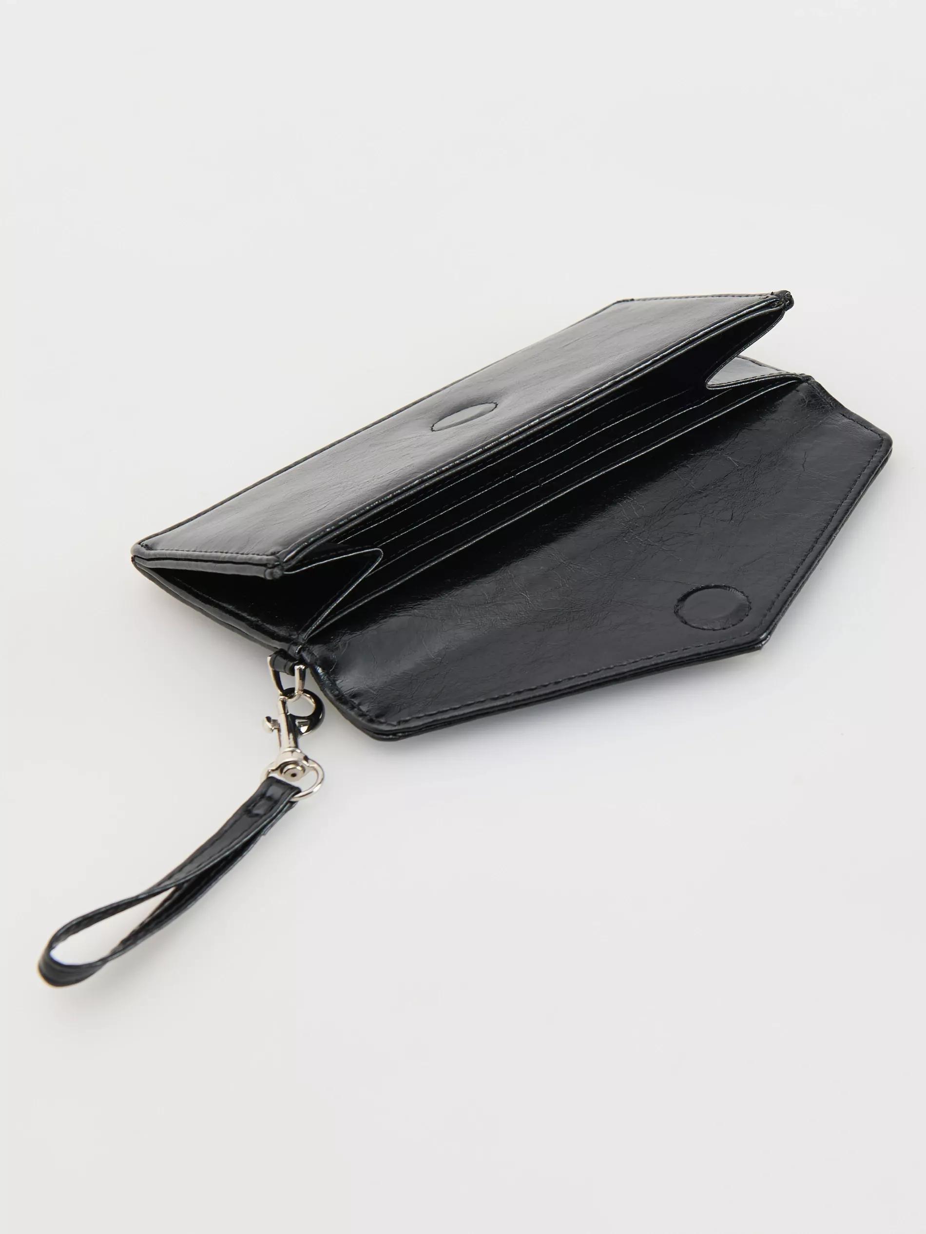 Black Wallet Made Of Imitation Leather, Black, large image number 2