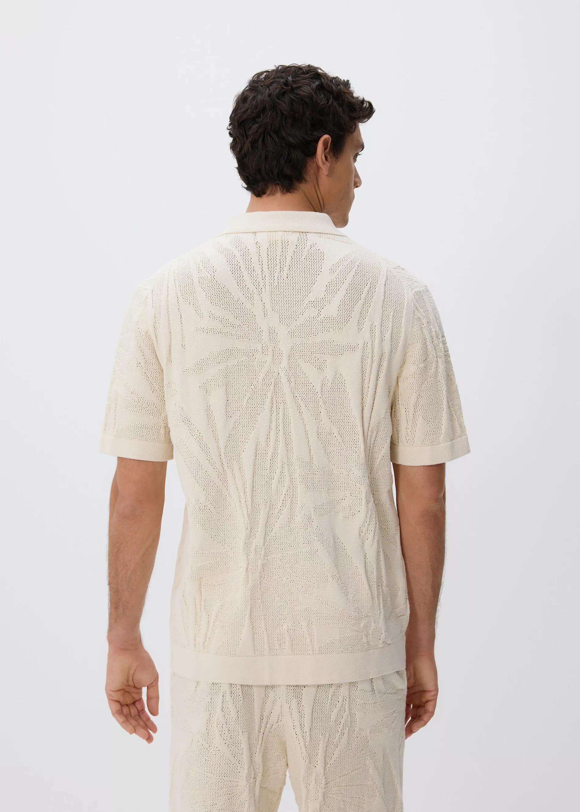 Beige Openwork Jumper With Short Sleeves, , large image number 4