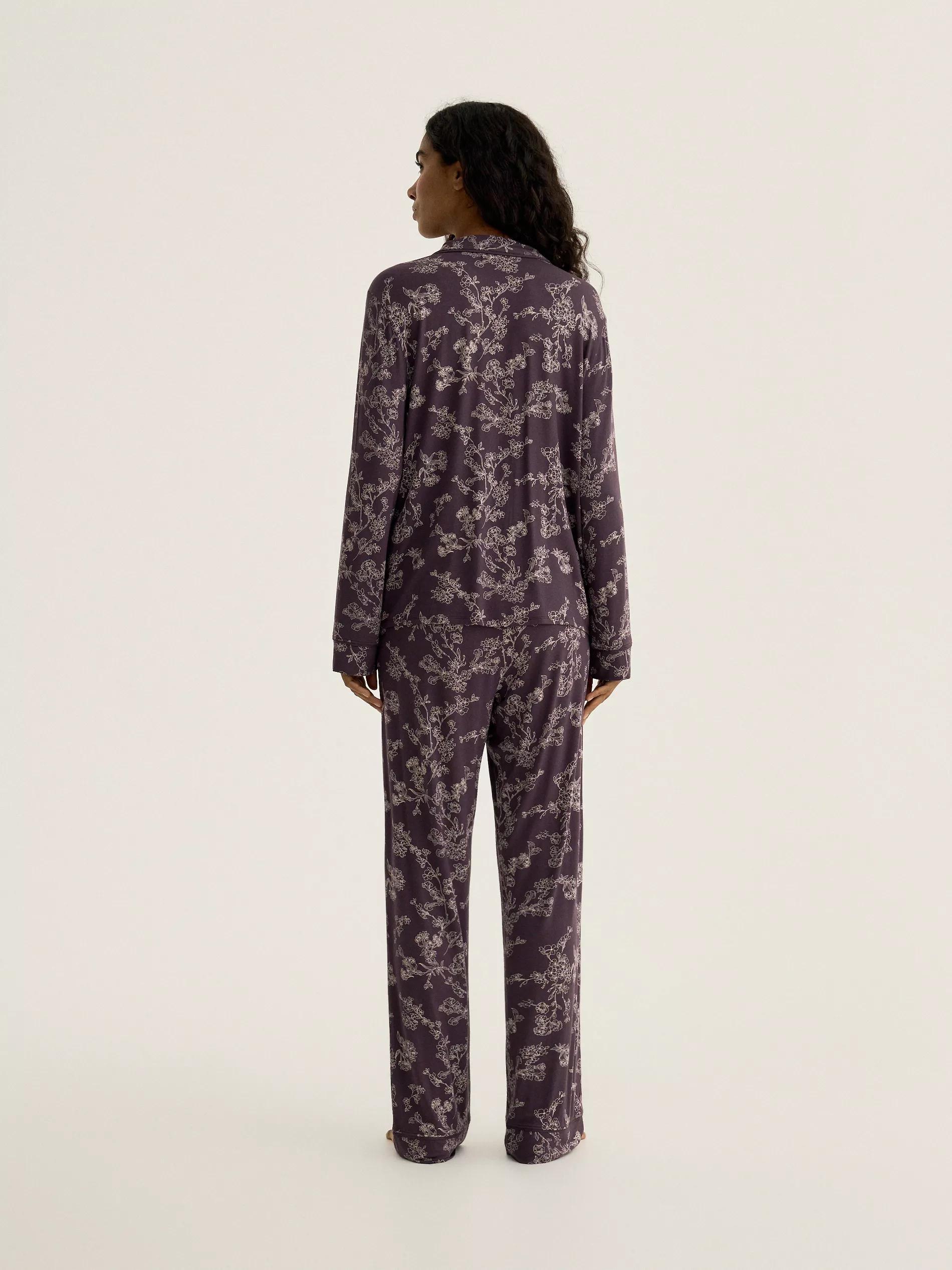 Purple Two Piece Viscose Pyjama Set, Purple, large image number 3