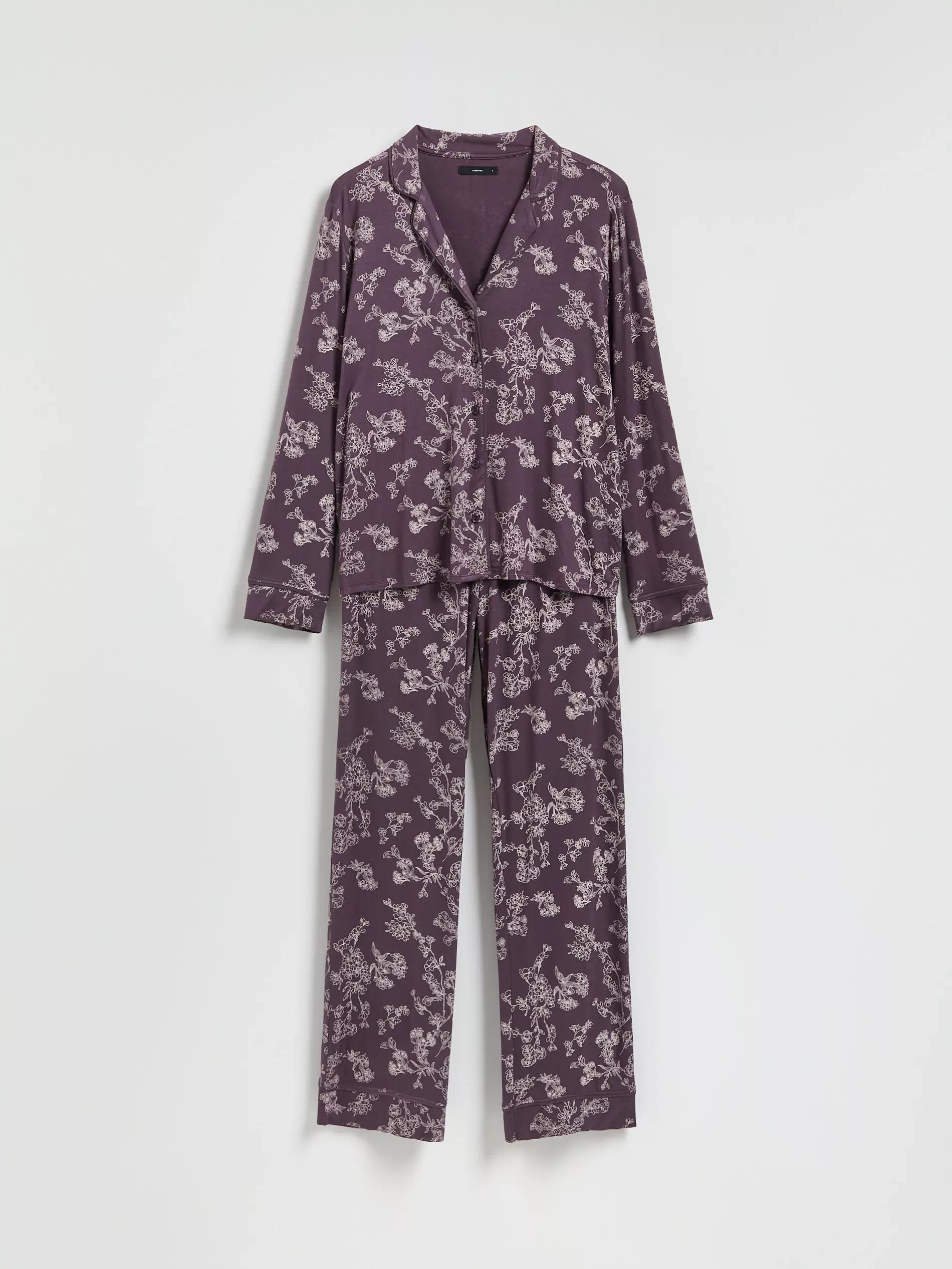 Purple Two Piece Viscose Pyjama Set, Purple, large image number 4
