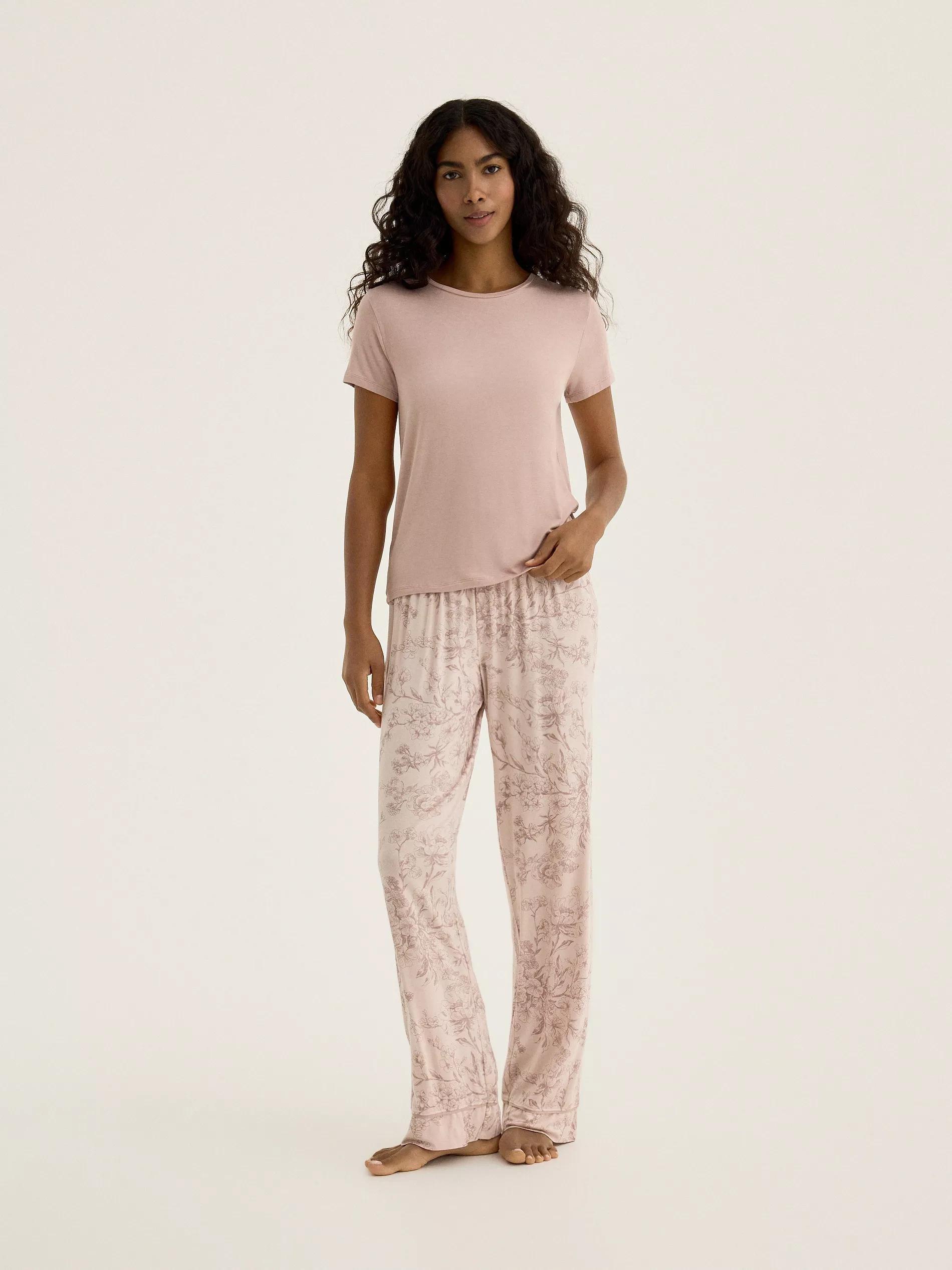 Beige Two-Piece Viscose Pyjama Set, Beige, large image number 0