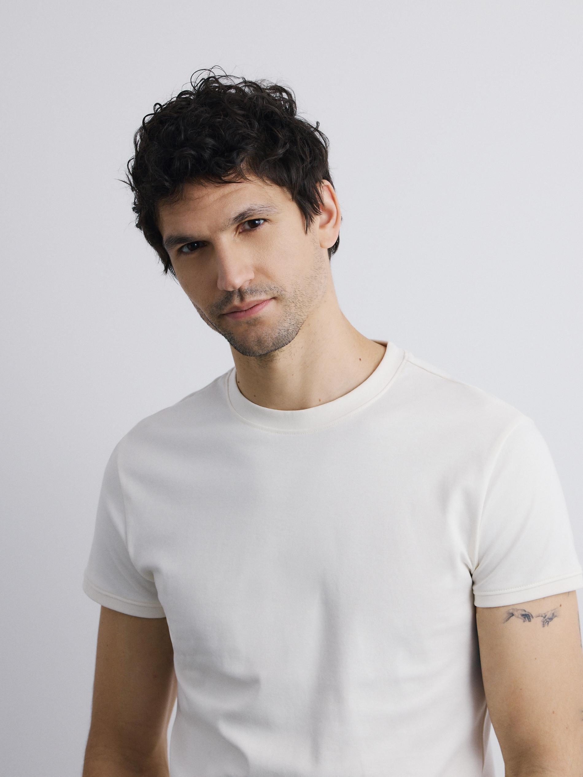 Cream Slim Fit T-Shirt, Ivory, large image number 2