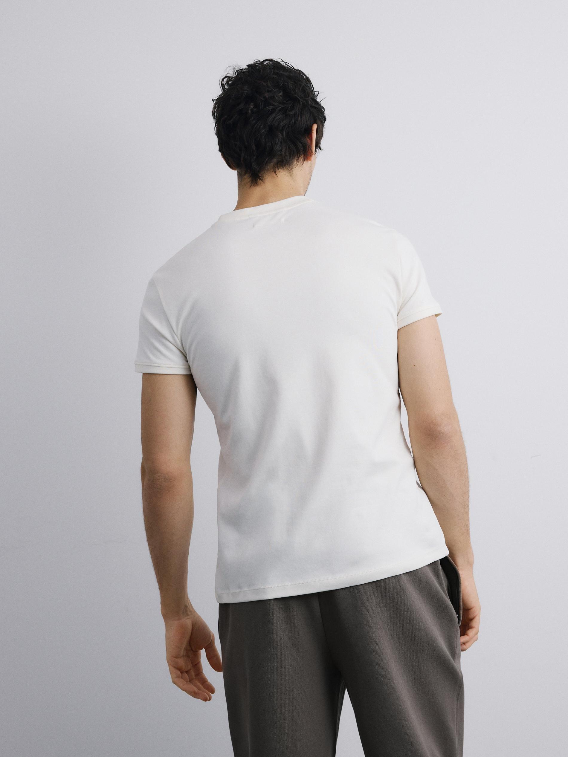 Cream Slim Fit T-Shirt, Ivory, large image number 3