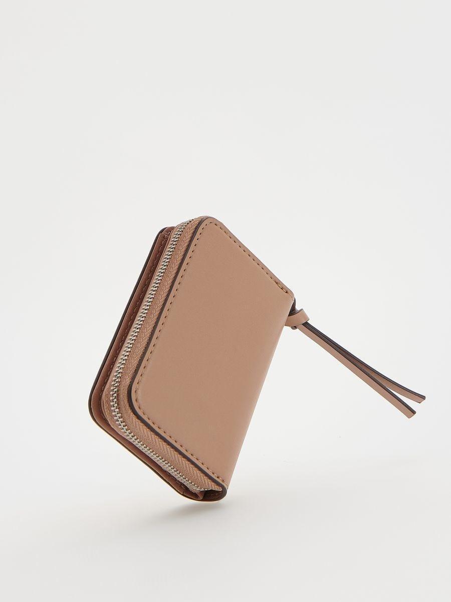 Beige Small Wallet Made Of Imitation Leather, Beige, large image number 1