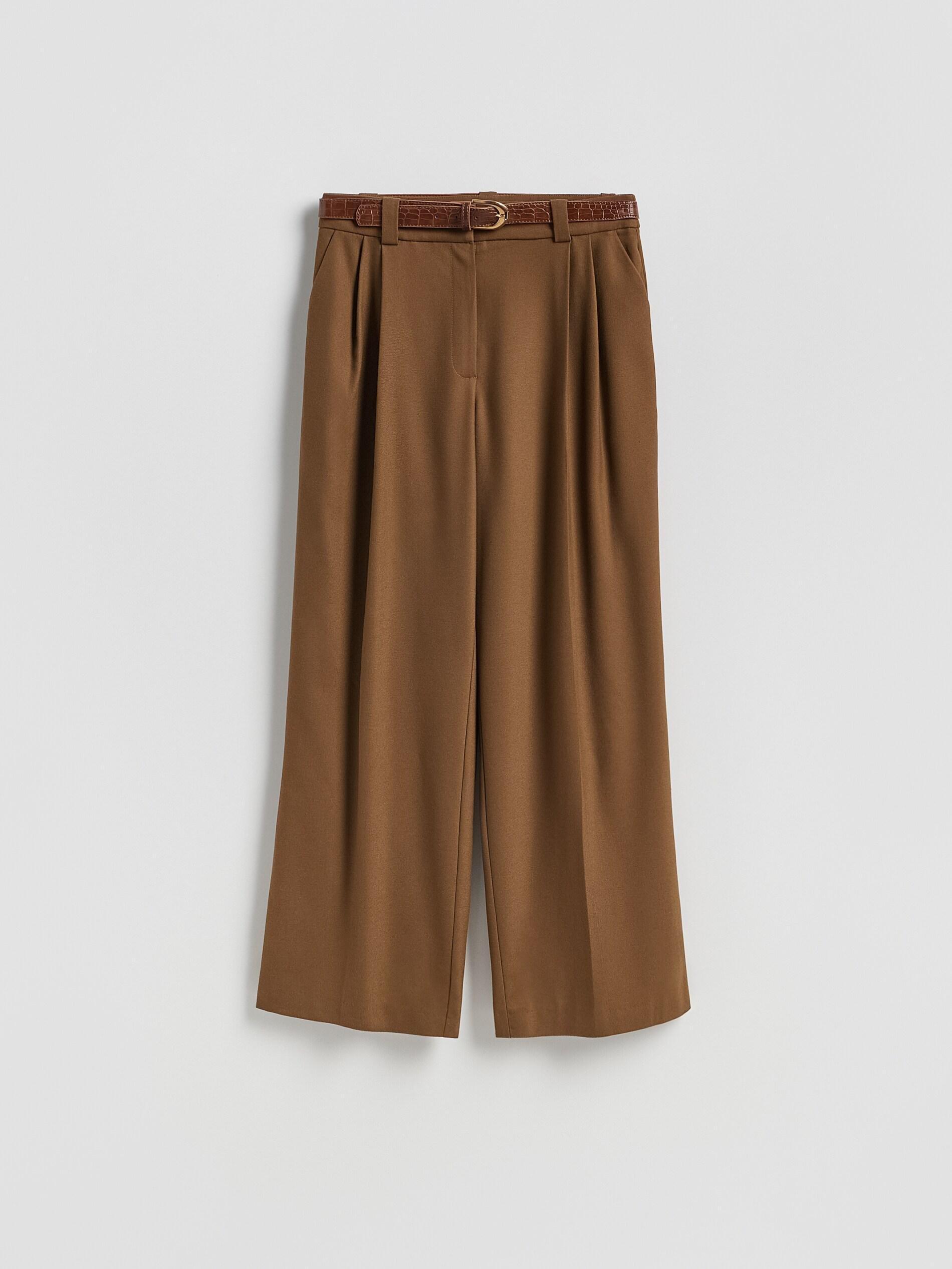 Golden Brown Trousers With Pleats, Brown, large image number 3