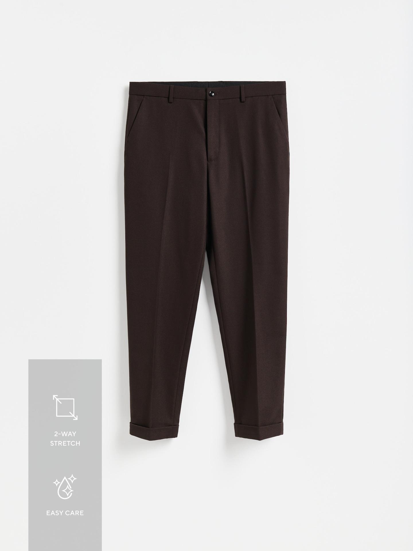 Brown Suit Trousers With Pressed Crease, Brown, large image number 2