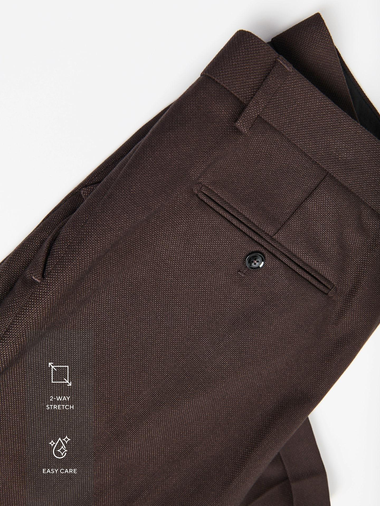 Brown Suit Trousers With Pressed Crease, Brown, large image number 3
