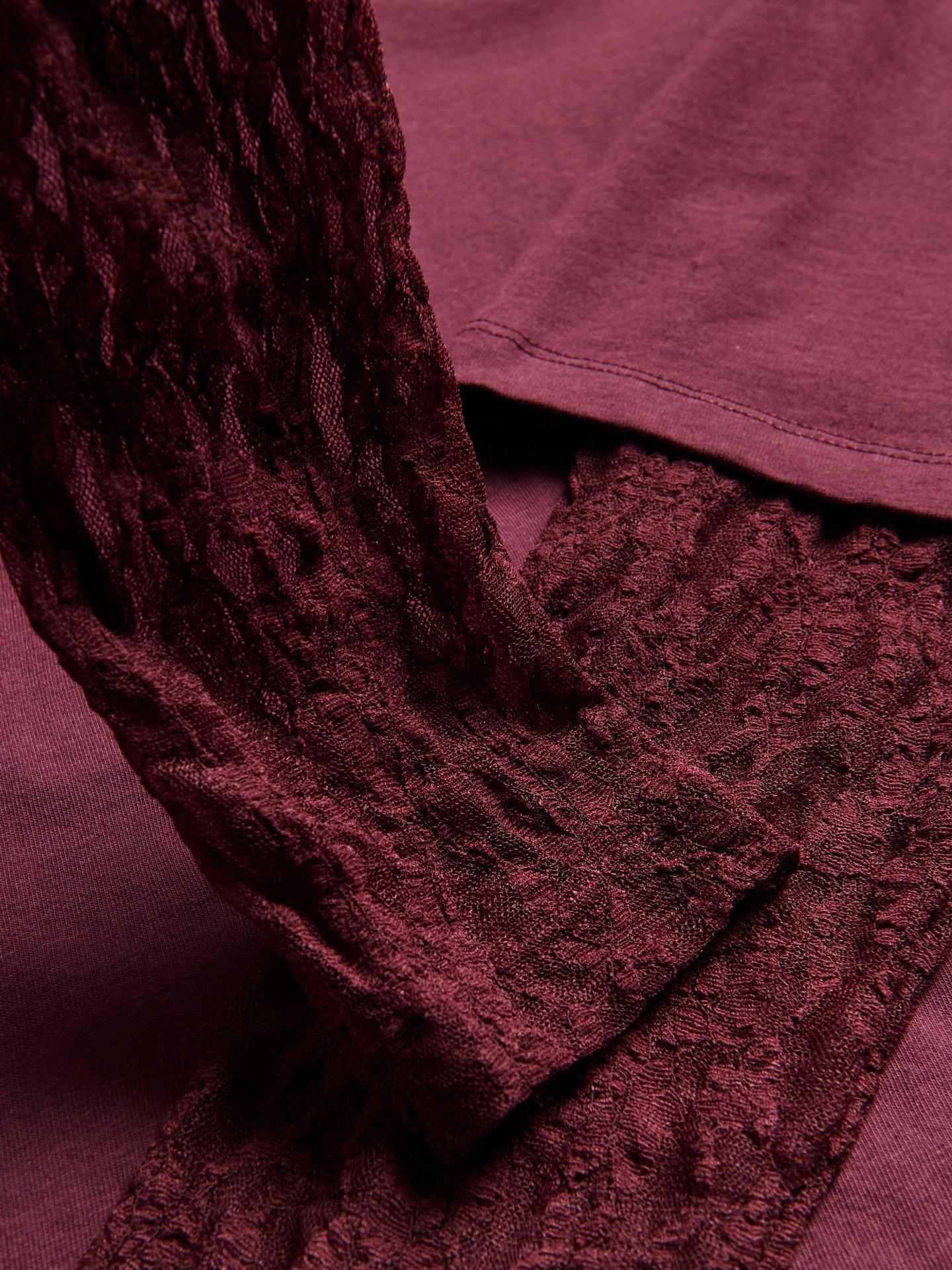 Red Oversize Long Sleeve Top With Lace, Burgundy, large image number 5