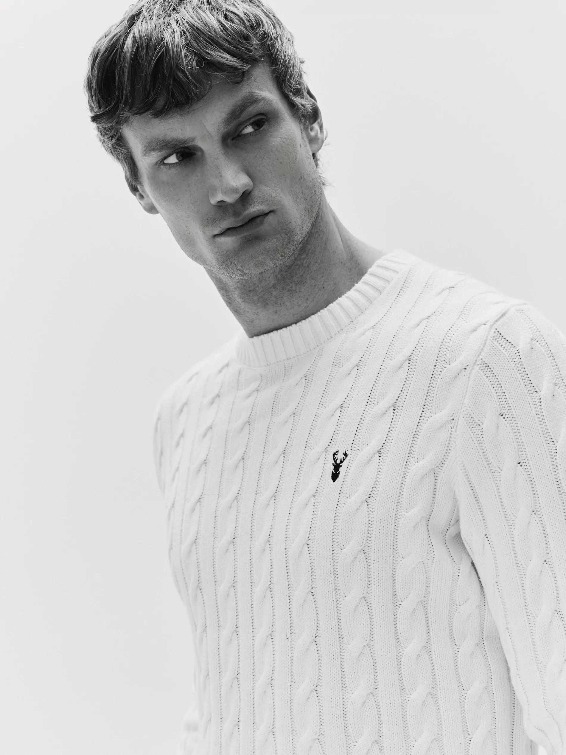 Cream Cable Knit Jumper, Ivory, large image number 0