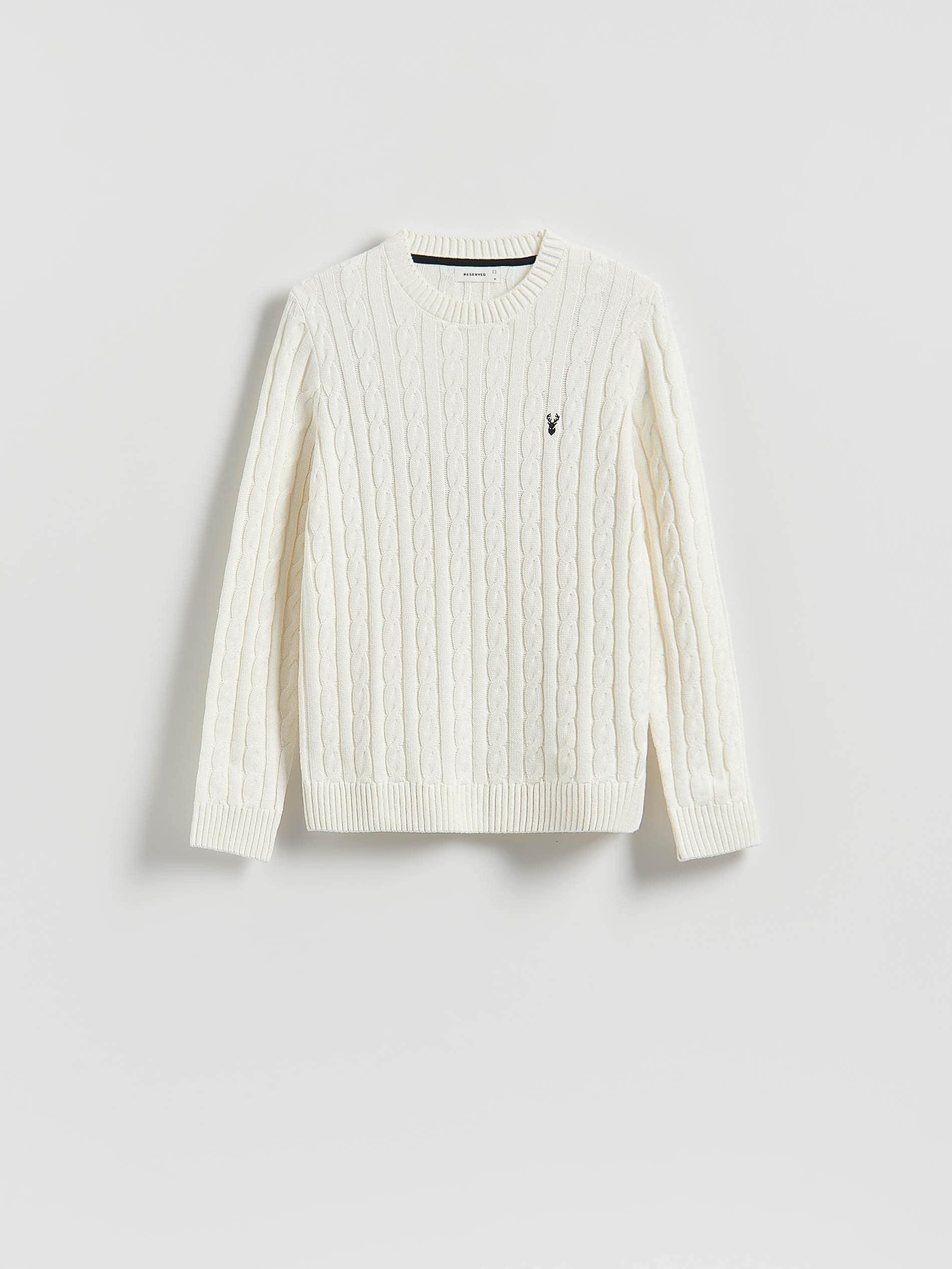 Cream Cable Knit Jumper, Ivory, large image number 3