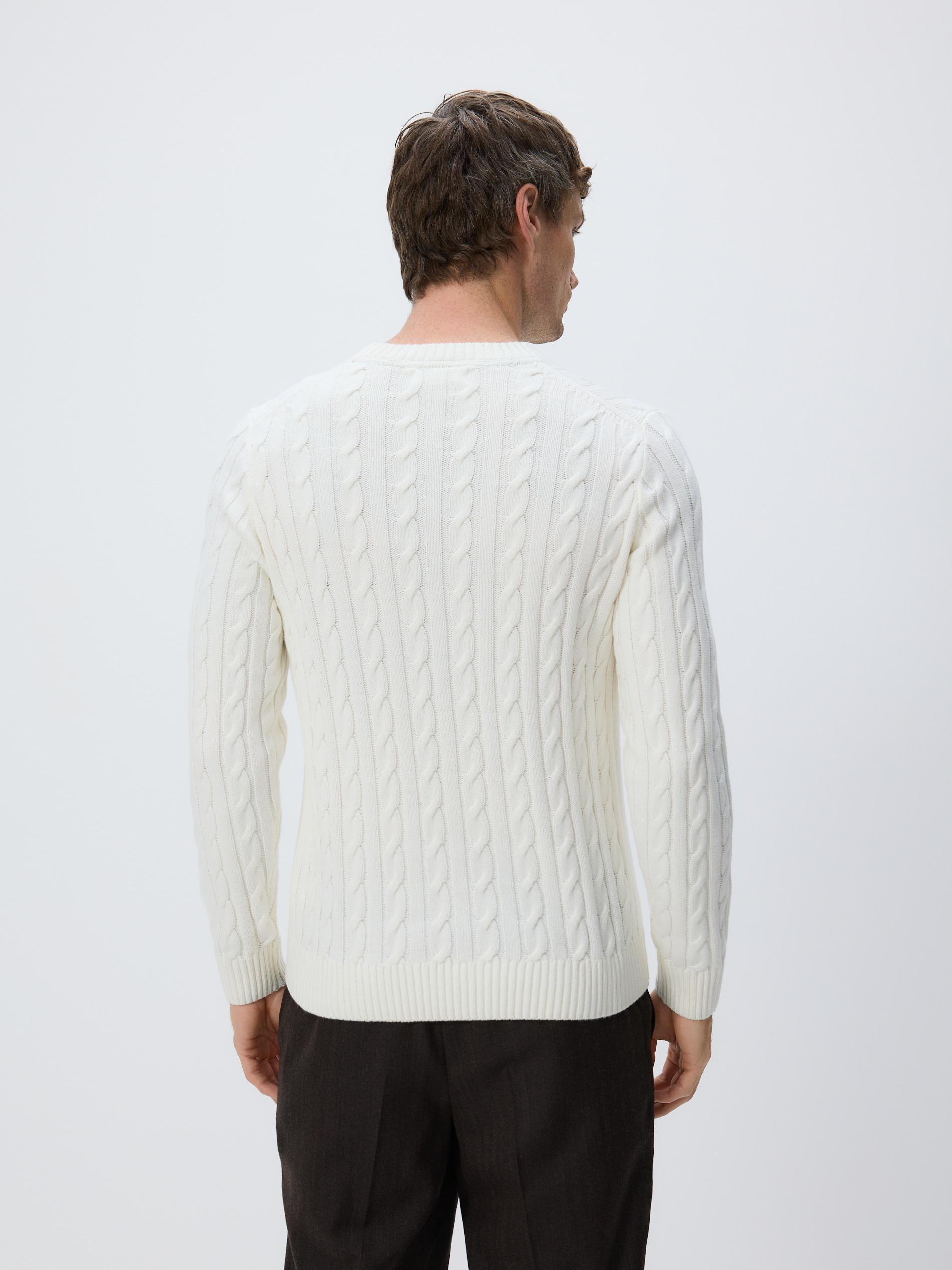 Cream Cable Knit Jumper, Ivory, large image number 3