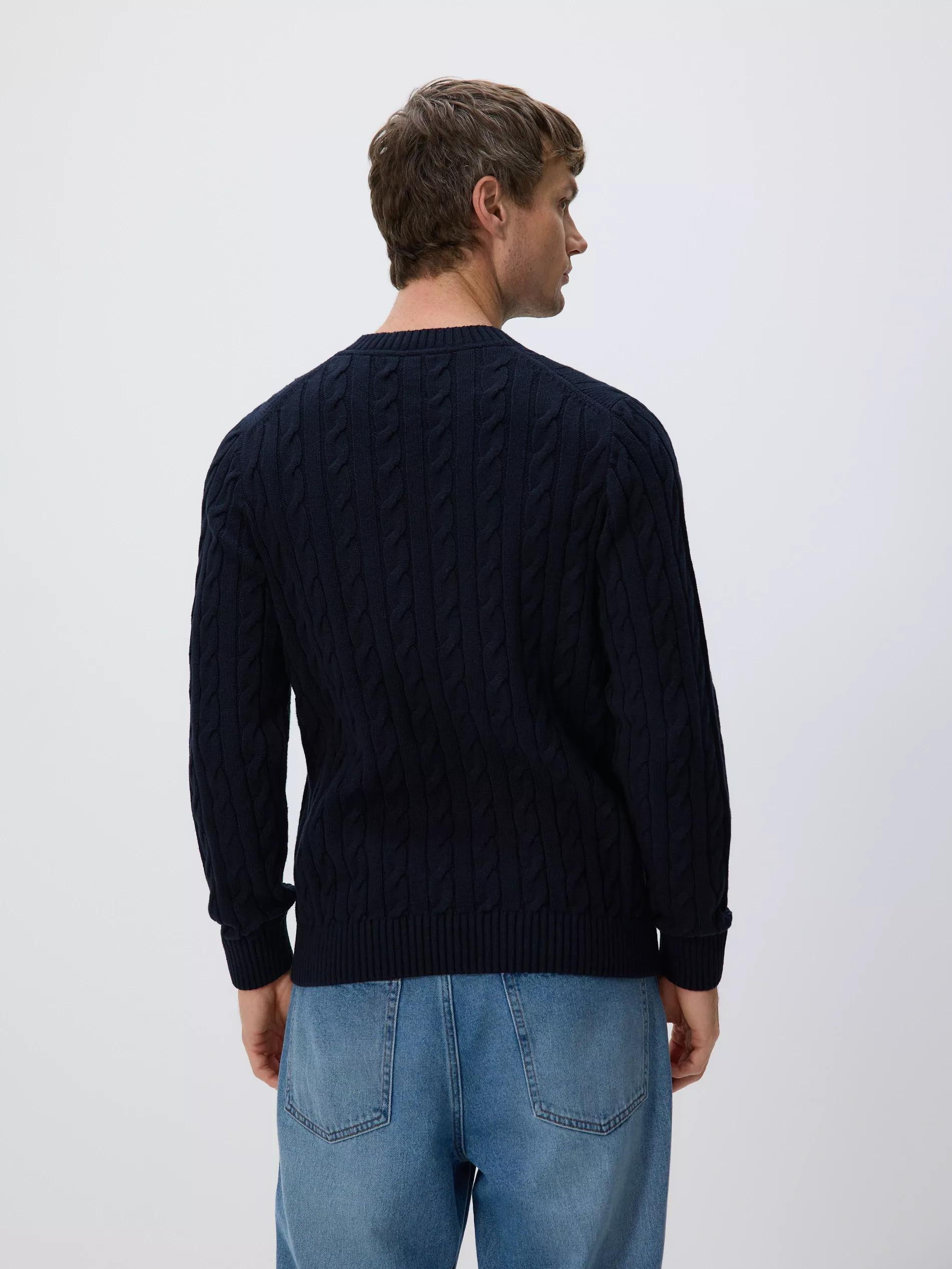 Navy Cable Knit Jumper, Navy, large image number 3
