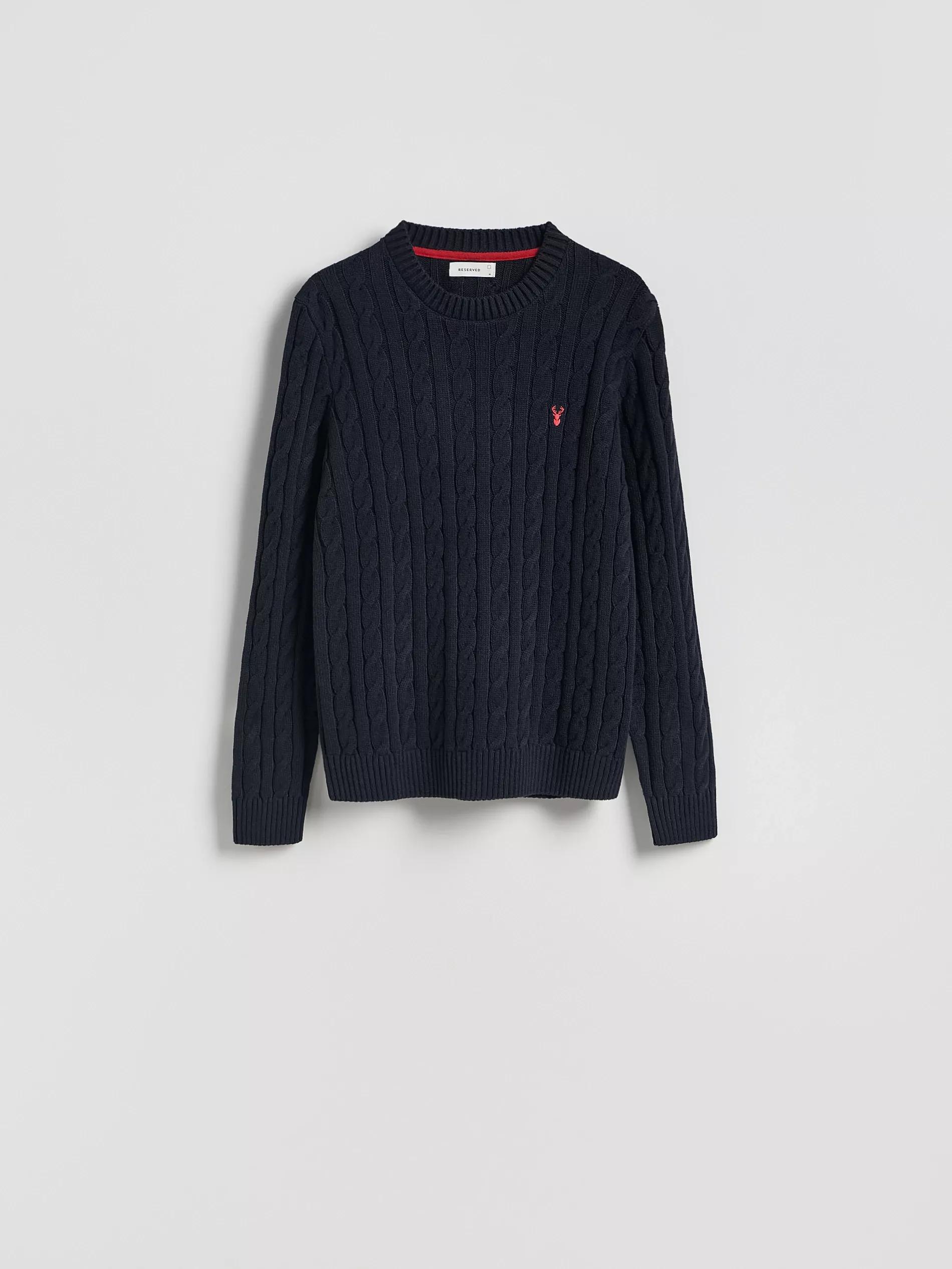 Navy Cable Knit Jumper, Navy, large image number 4