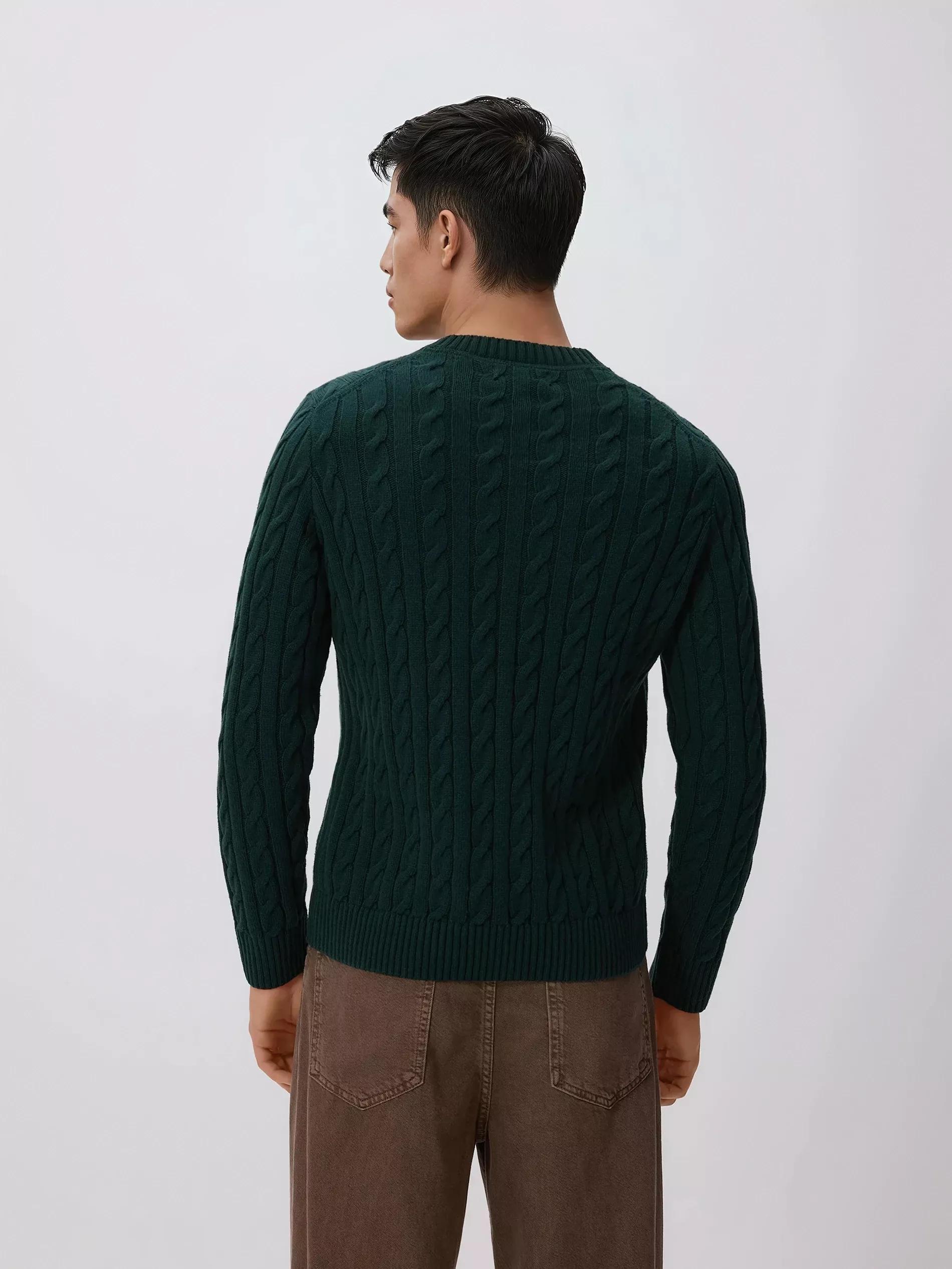 Green Cable Knit Jumper, Khaki, large image number 3