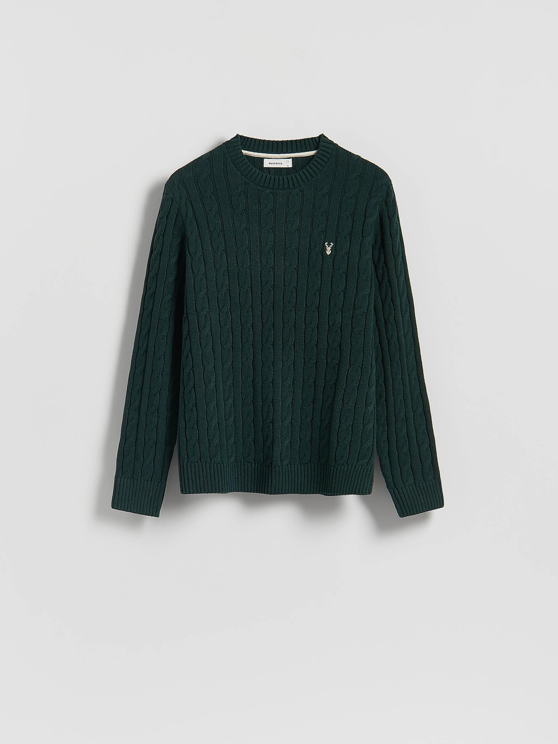 Green Cable Knit Jumper, Khaki, large image number 4
