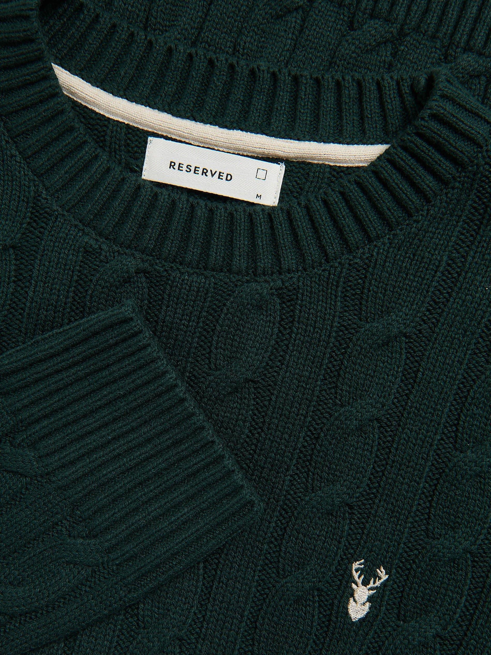 Green Cable Knit Jumper, Khaki, large image number 5