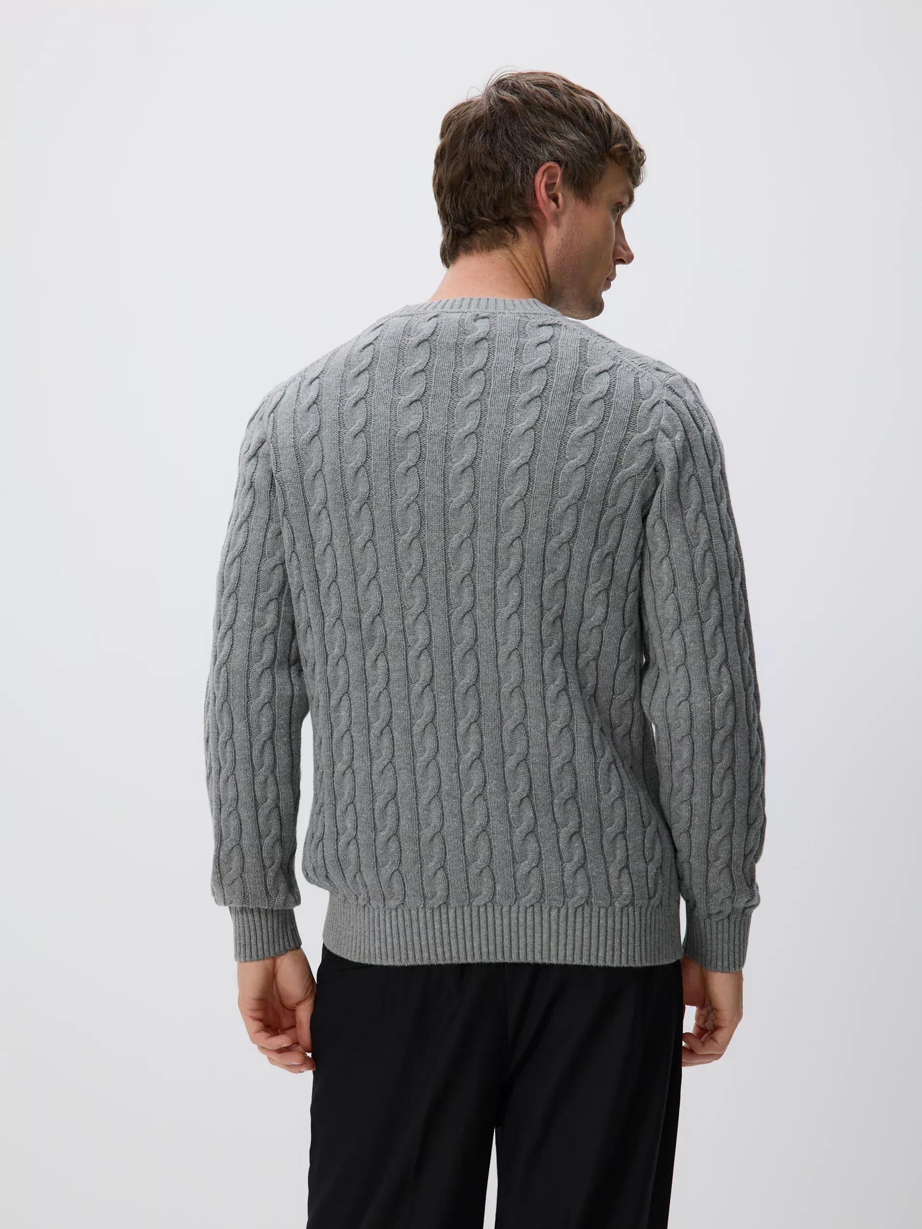 Grey Cable Knit Jumper, Grey, large image number 3