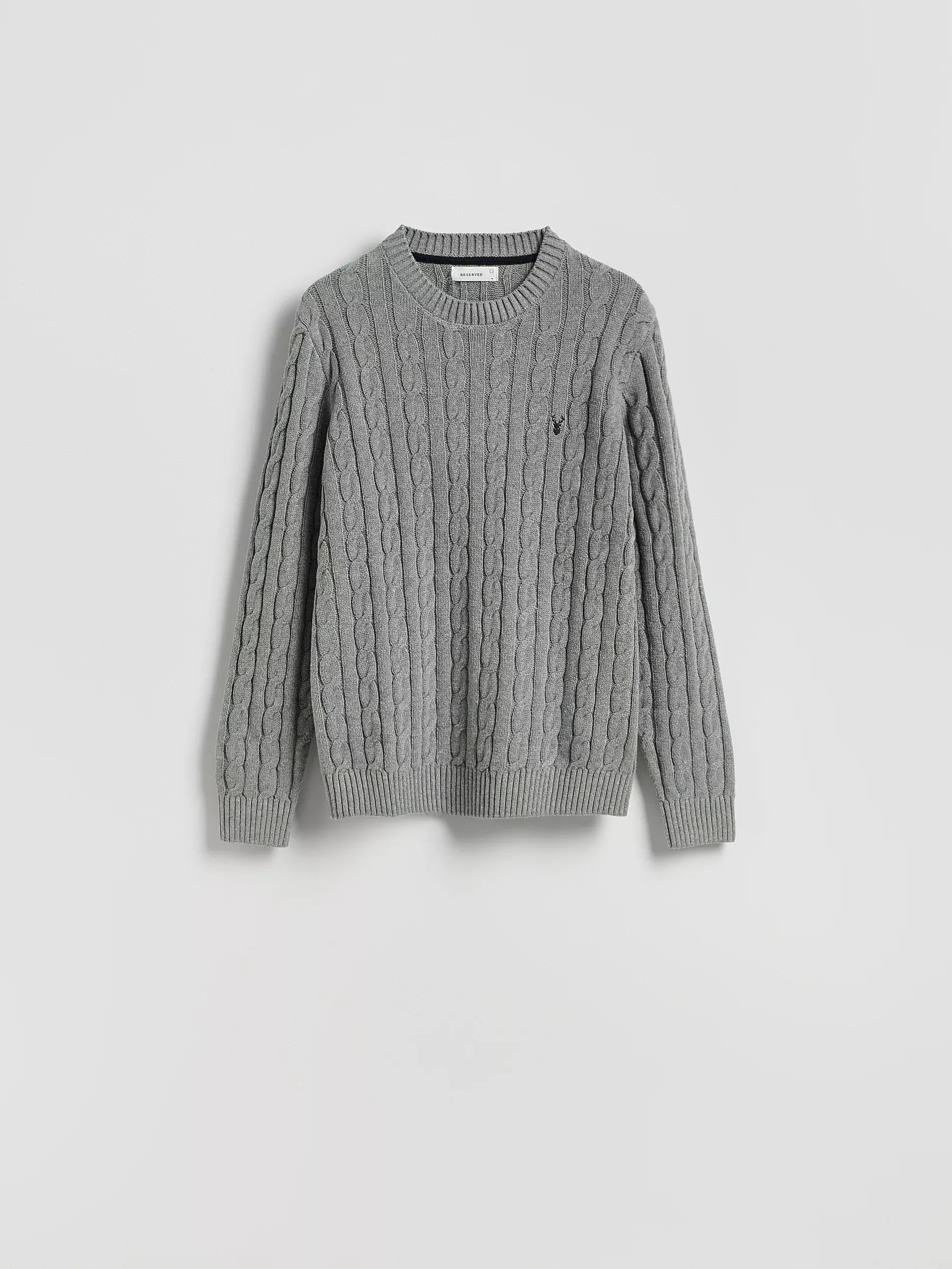 Grey Cable Knit Jumper, Grey, large image number 4