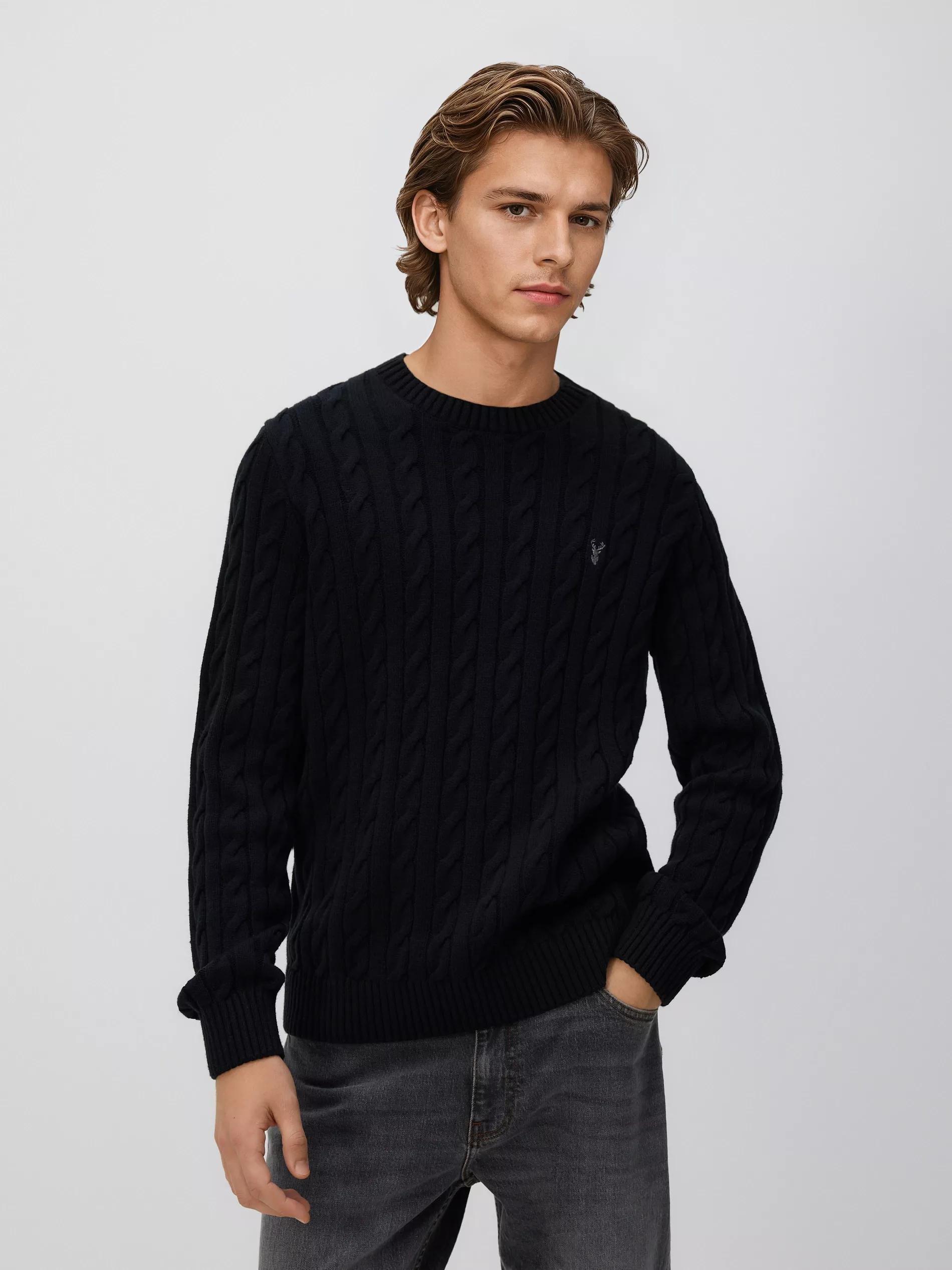 Black Jumper With Christmas Pattern, Black, large image number 0