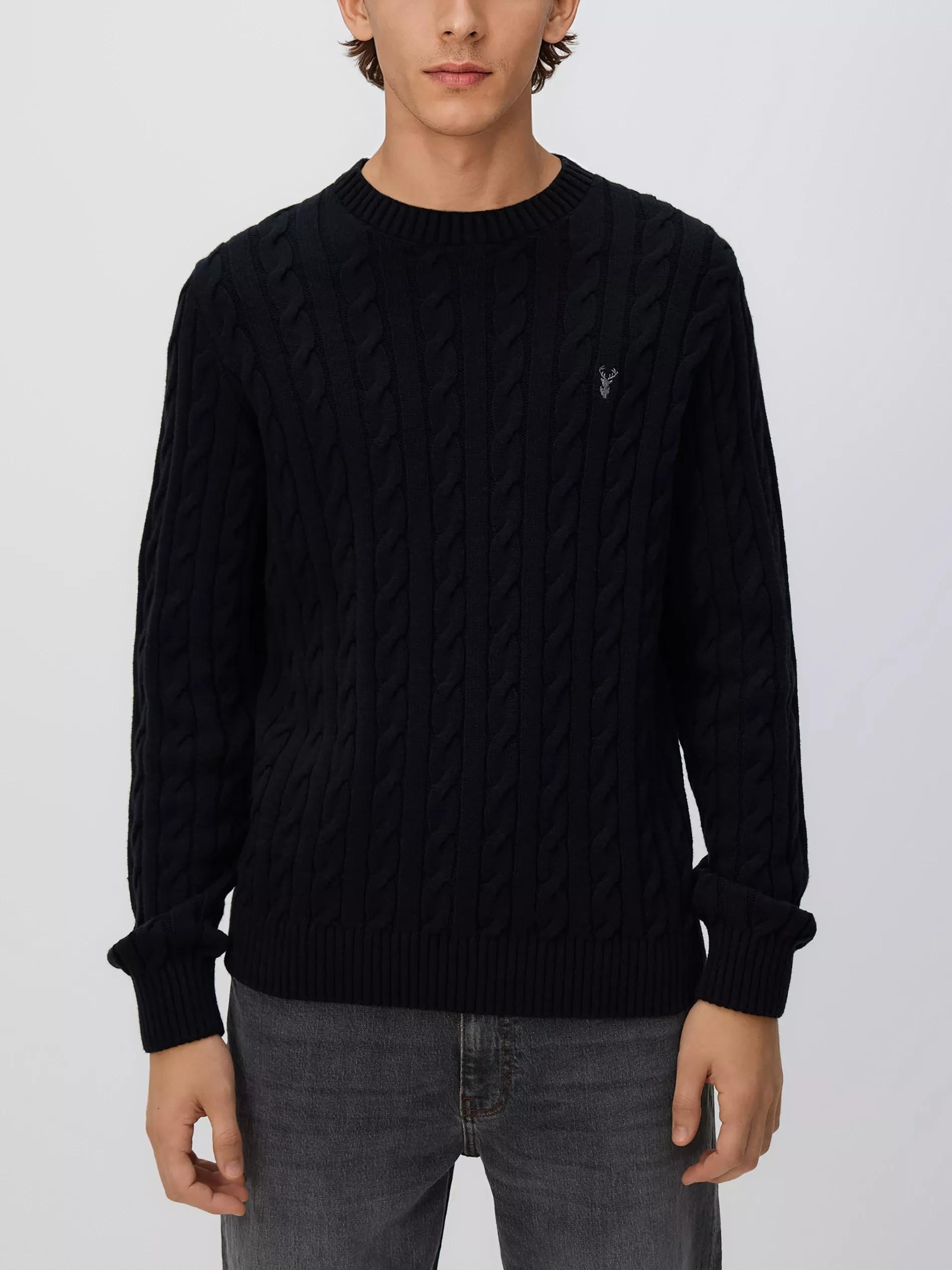 Black Jumper With Christmas Pattern, Black, medium