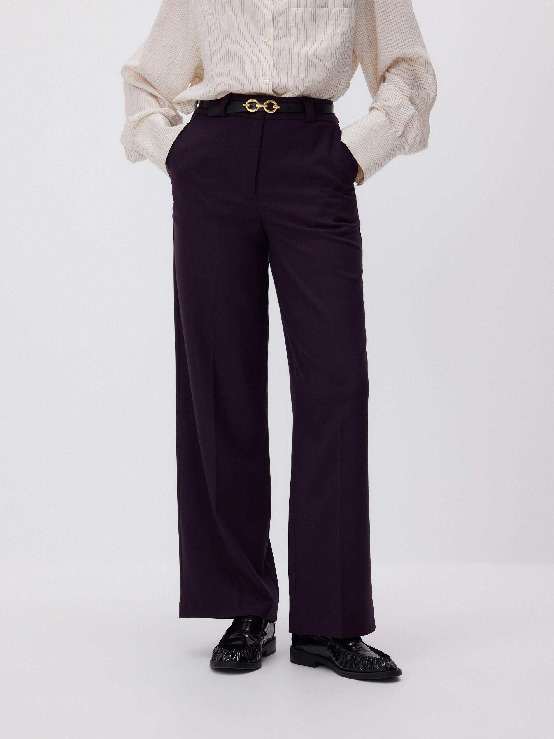 Purple Trousers With Tie Waist Belt, Purple, large image number 0